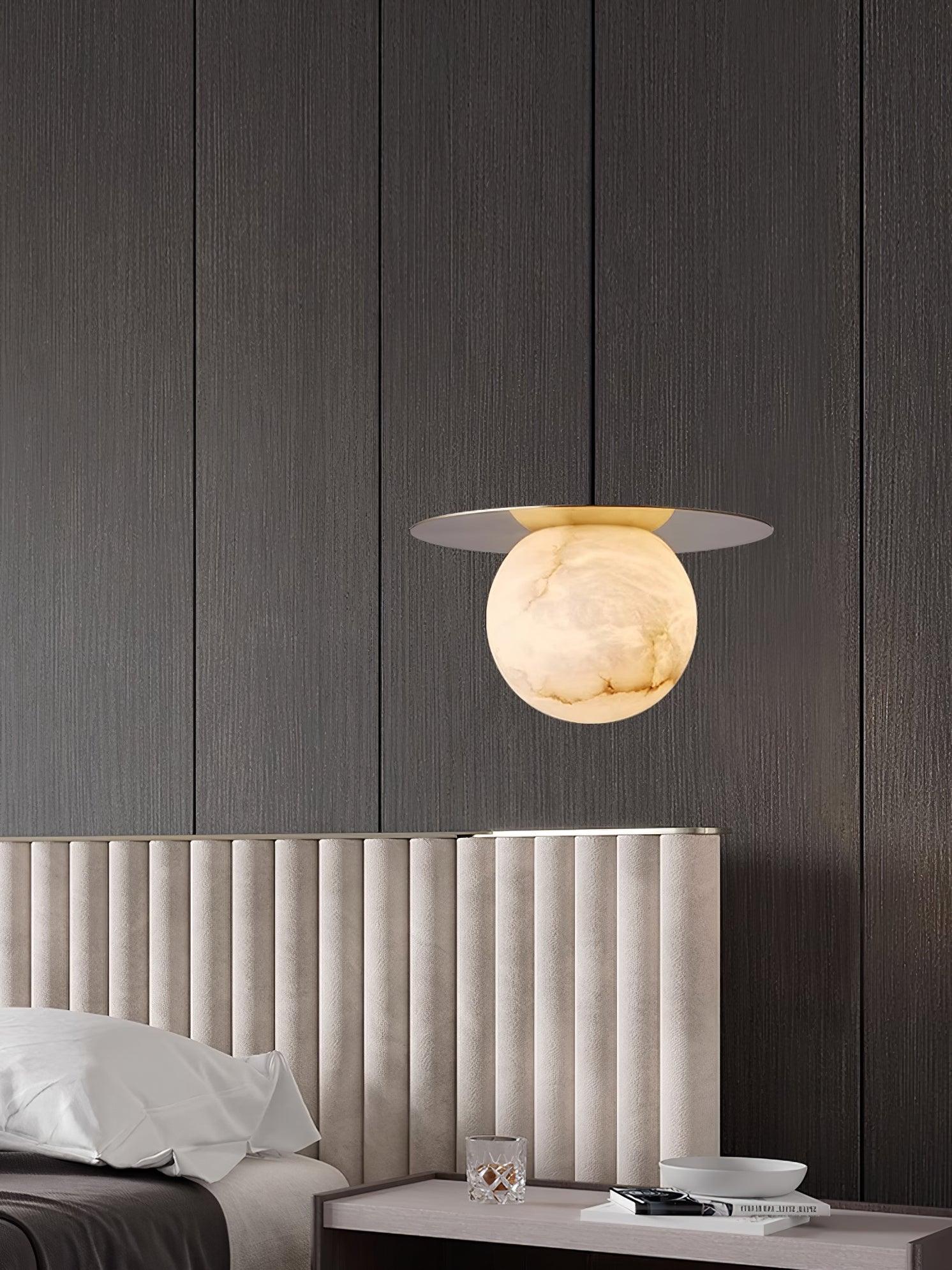 Nyvelyra Sphere Alabaster Pendant Light - Lamp Copper