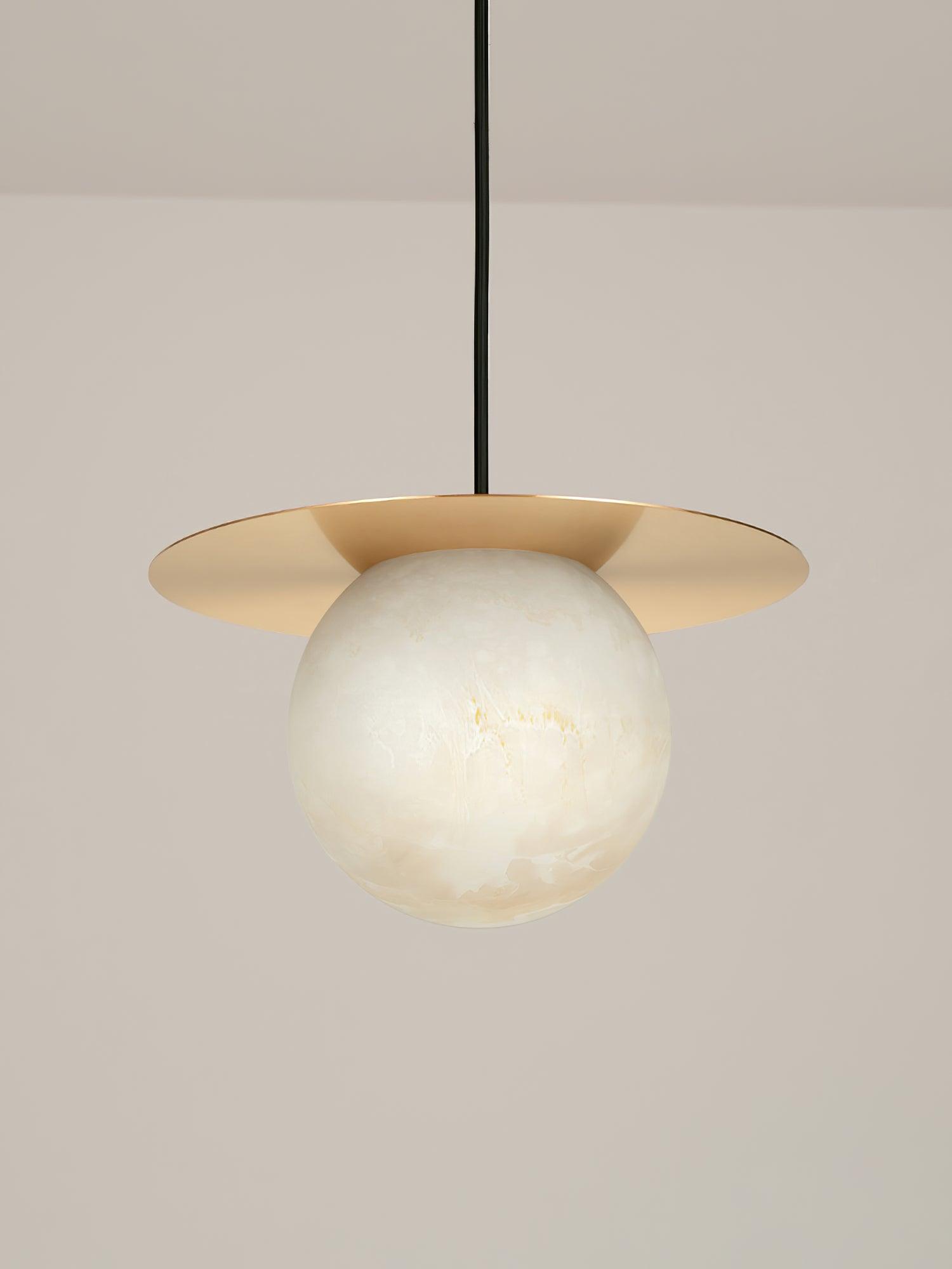 Nyvelyra Sphere Alabaster Pendant Light - Lamp Copper