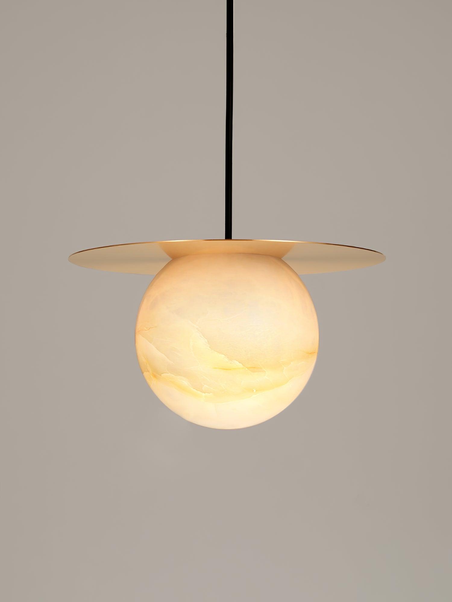 Nyvelyra Sphere Alabaster Pendant Light - Lamp Copper