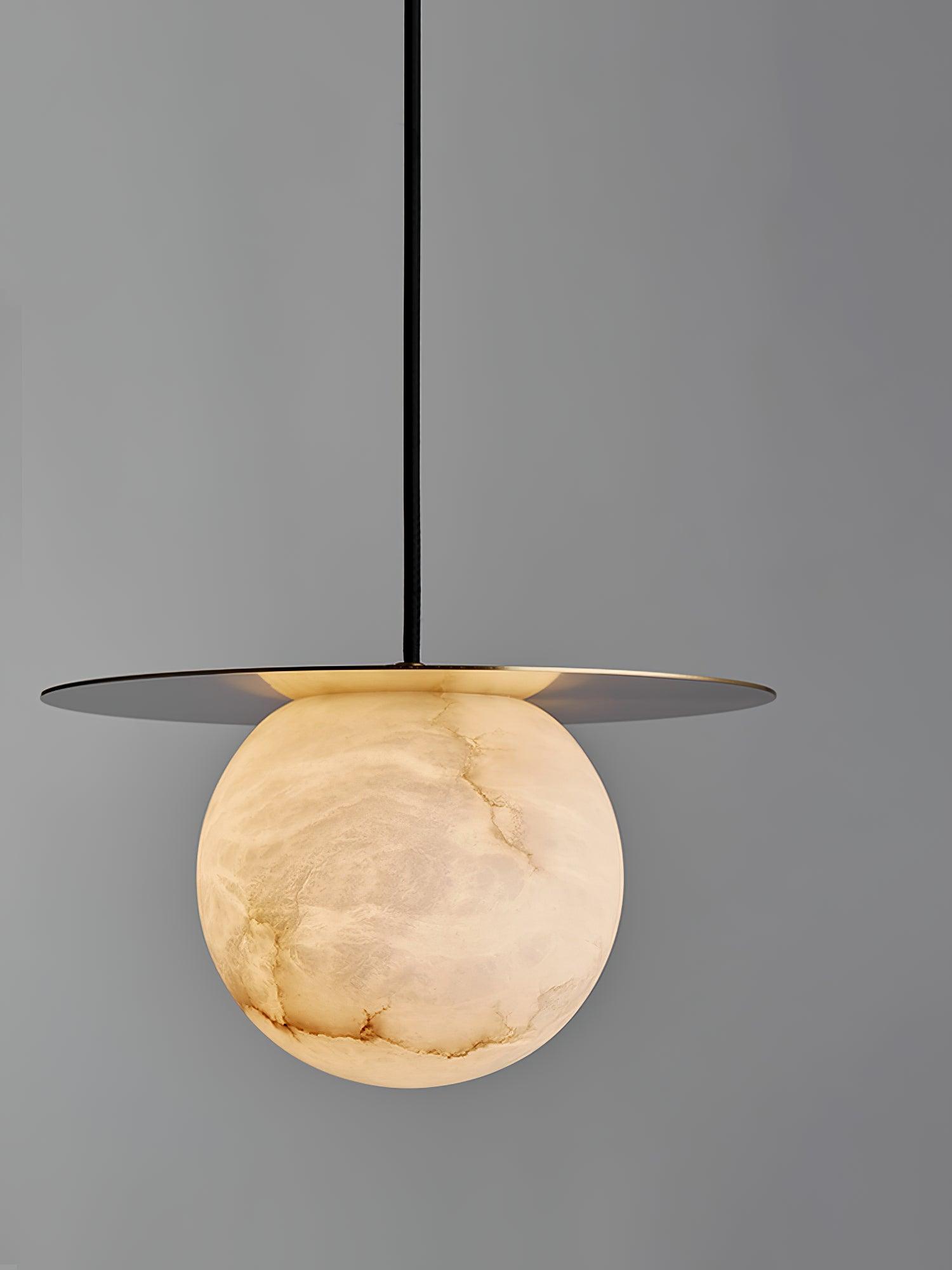 Nyvelyra Sphere Alabaster Pendant Light - Lamp Copper