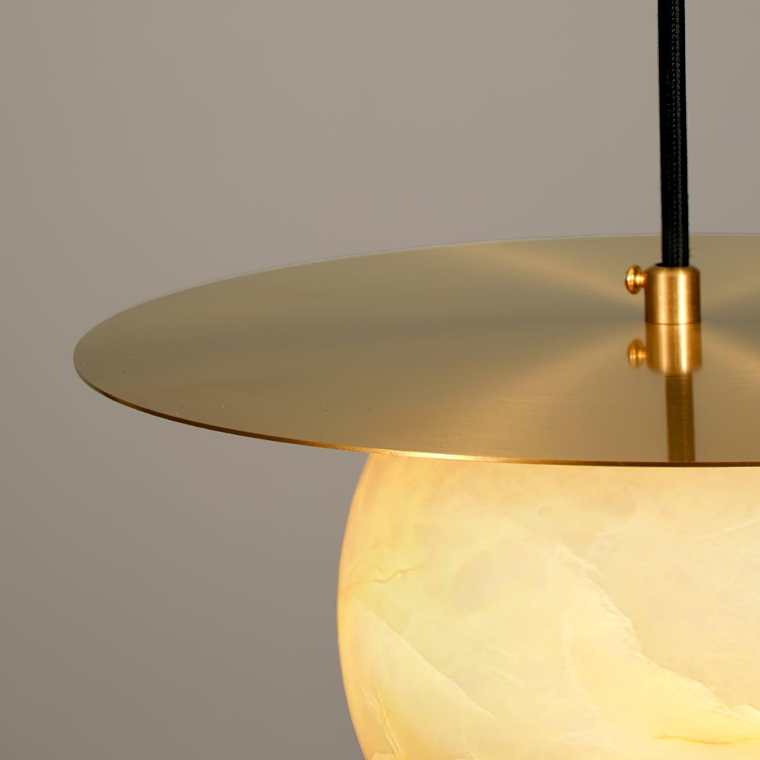Nyvelyra Sphere Alabaster Pendant Light - Lamp Copper