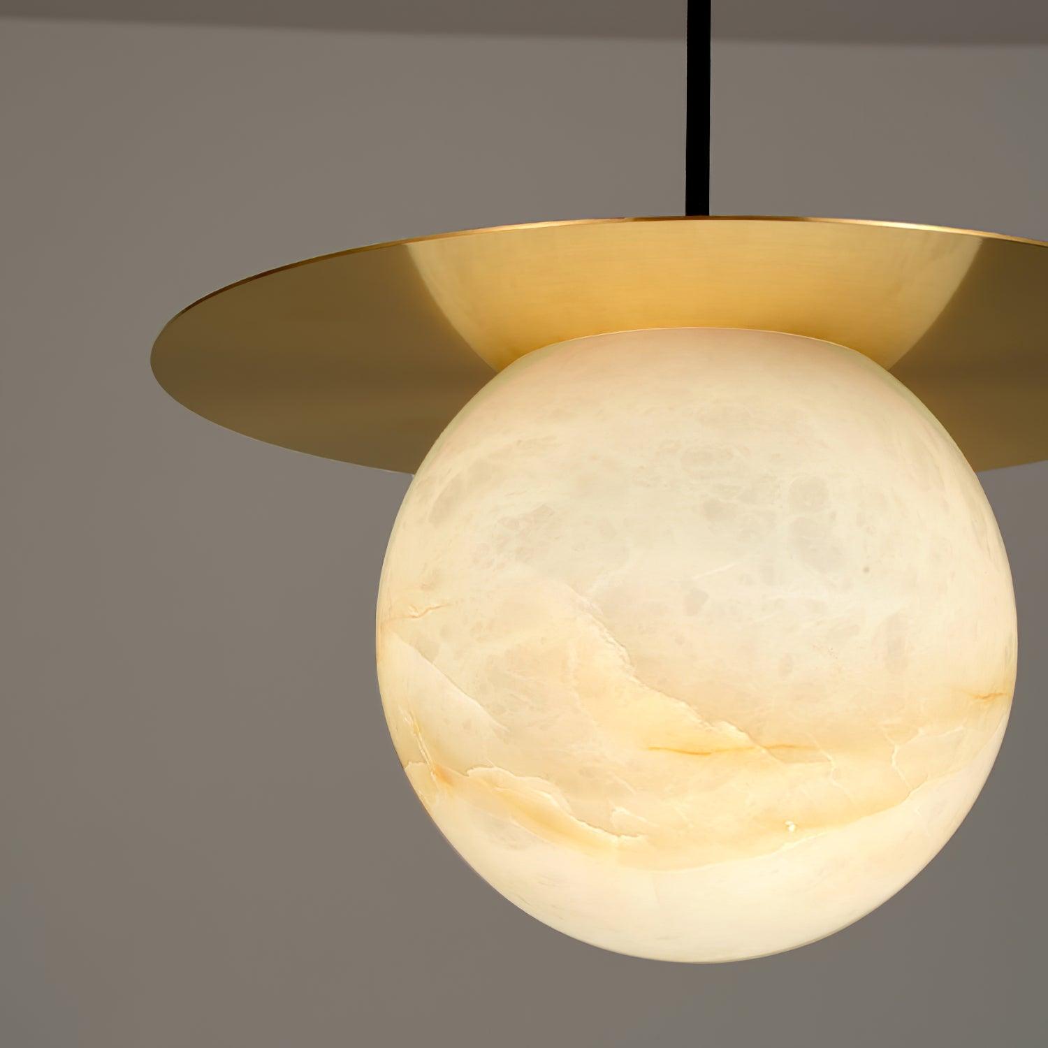 Nyvelyra Sphere Alabaster Pendant Light - Lamp Copper