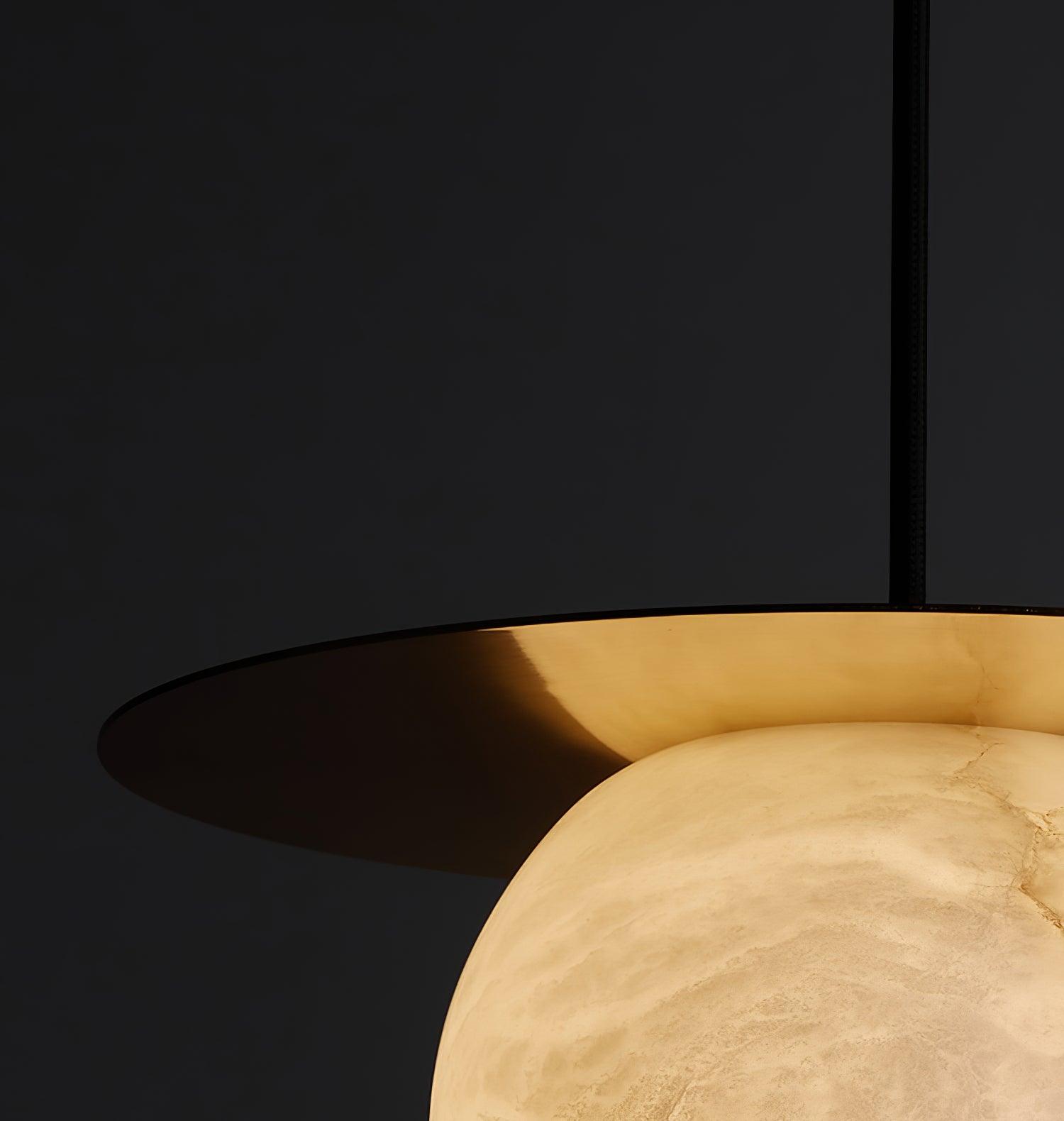 Nyvelyra Sphere Alabaster Pendant Light - Lamp Copper
