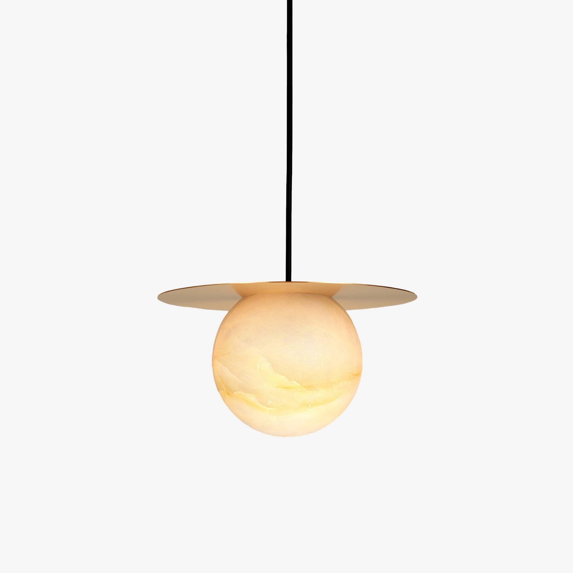 Nyvelyra Sphere Alabaster Pendant Light - Lamp Copper
