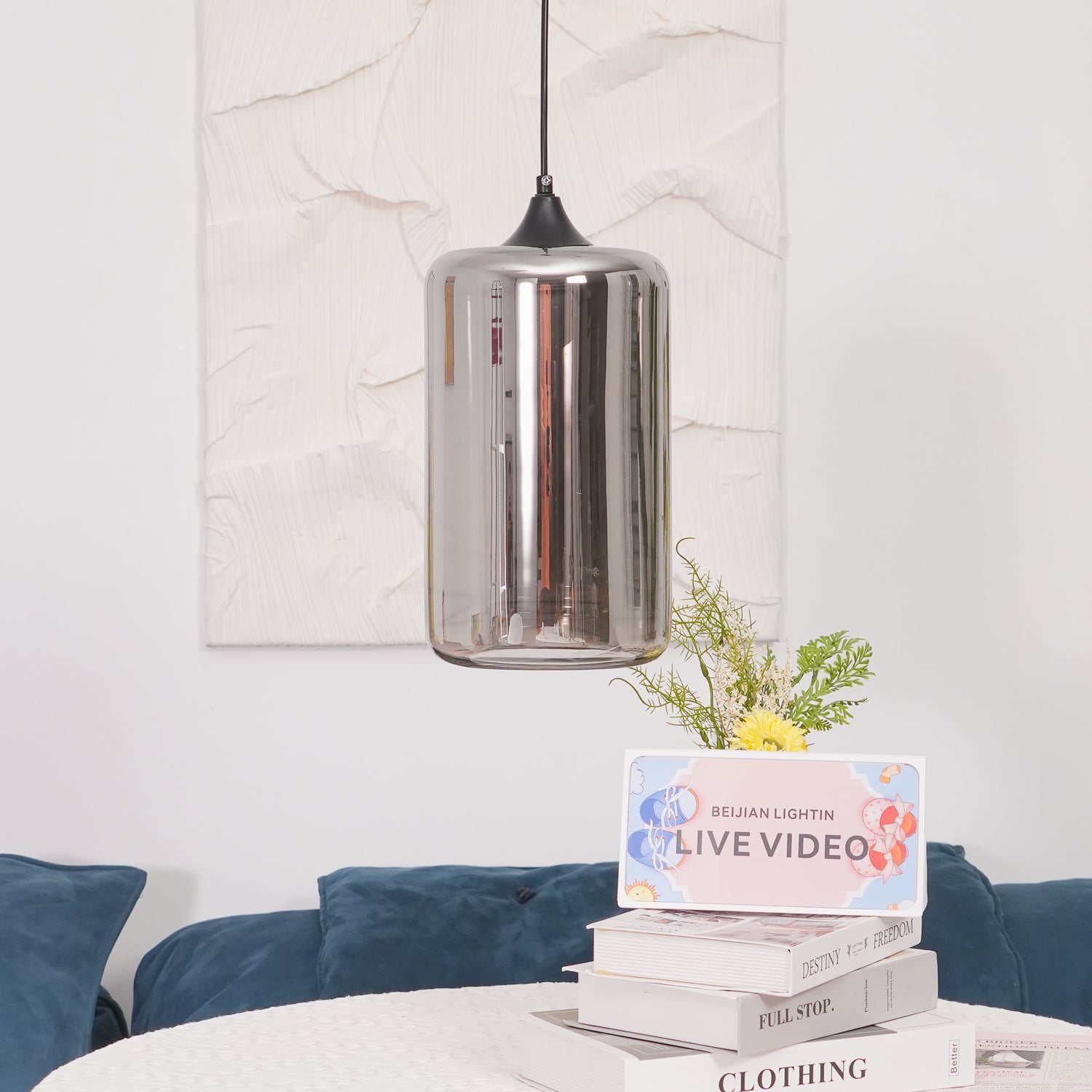 June Minimalist Bottle Glass Pendant Light Smoke Gray - Lamp Copper