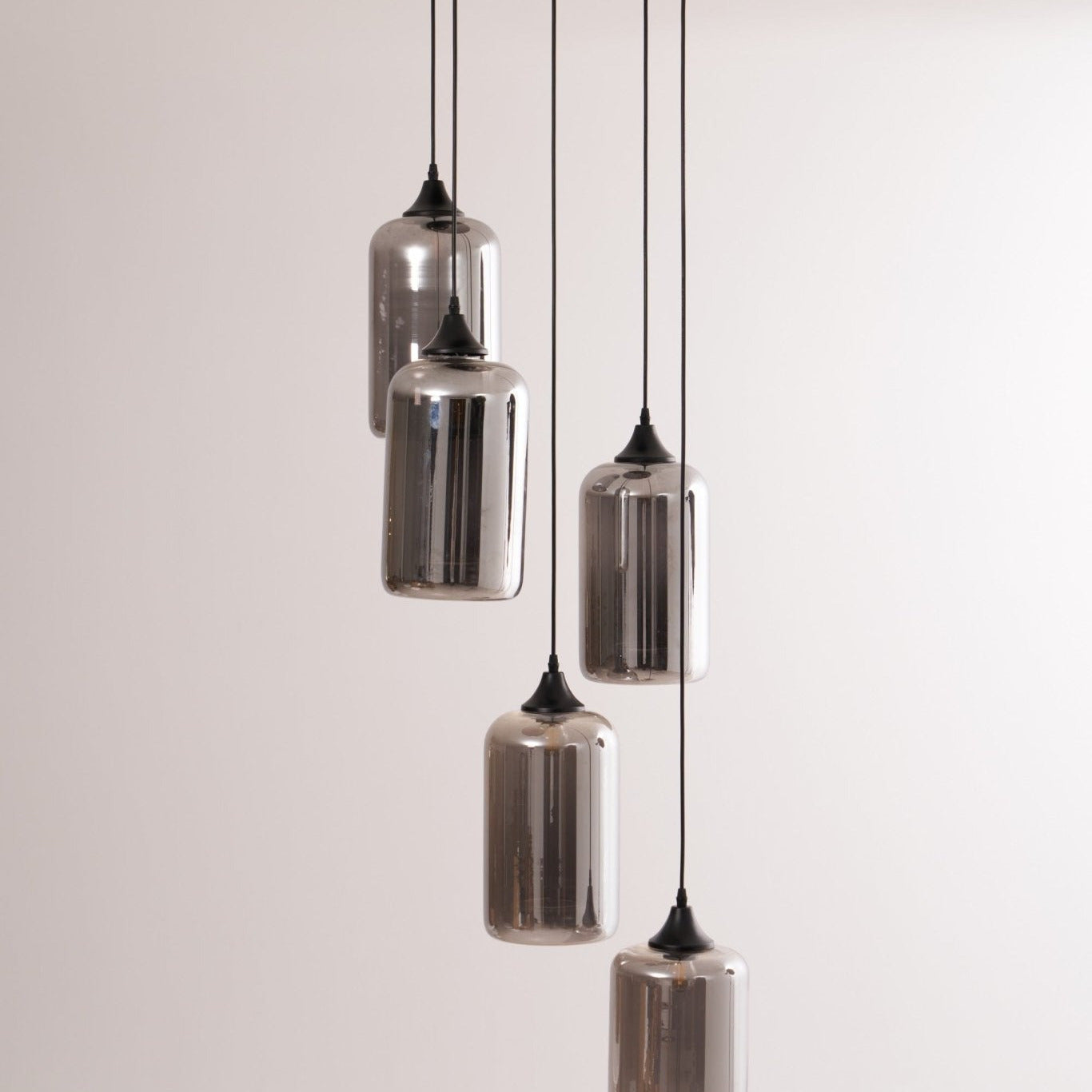 June Minimalist Bottle Glass Pendant Light Smoke Gray - Lamp Copper