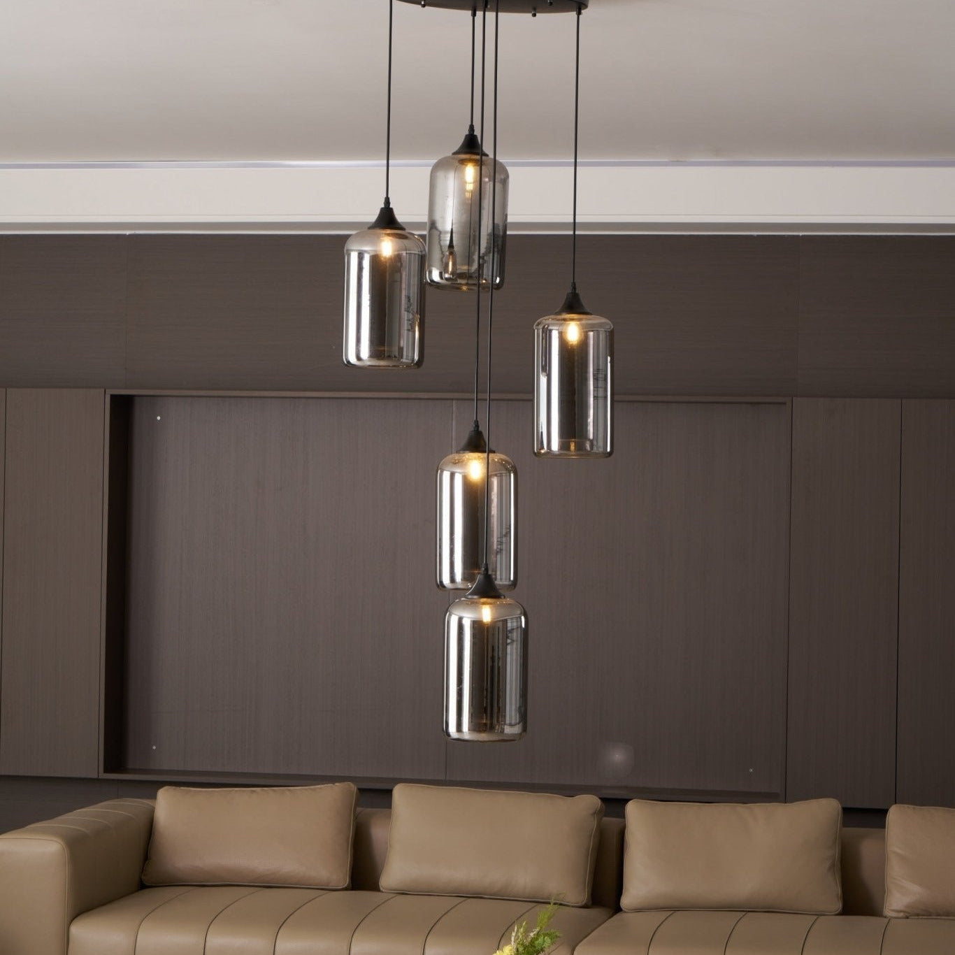 June Minimalist Bottle Glass Pendant Light Smoke Gray - Lamp Copper