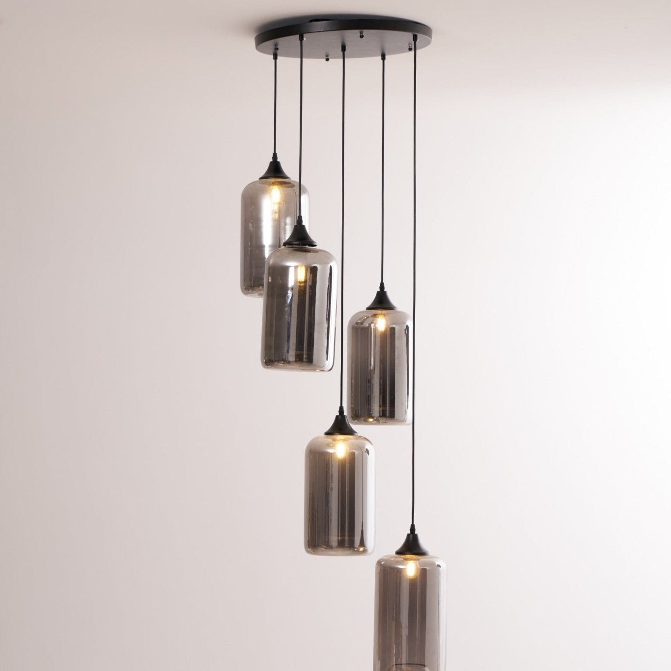 June Minimalist Bottle Glass Pendant Light Smoke Gray - Lamp Copper