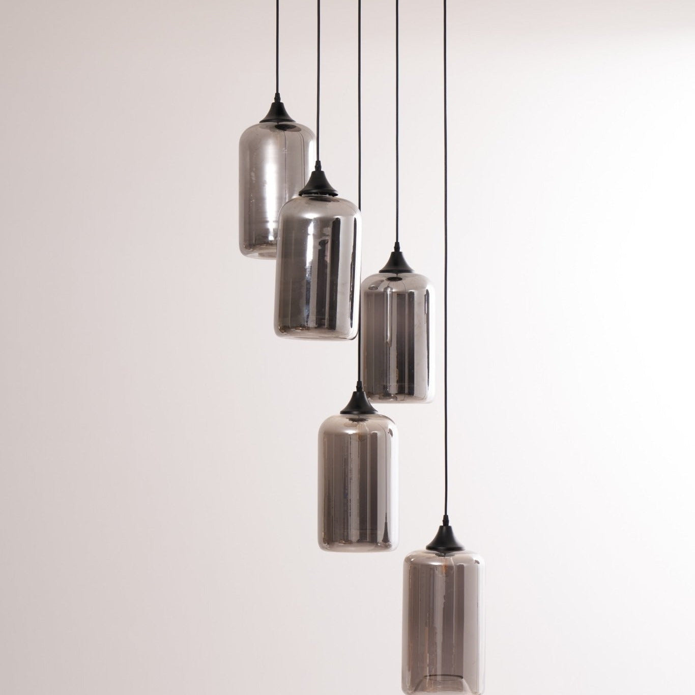 June Minimalist Bottle Glass Pendant Light Smoke Gray - Lamp Copper