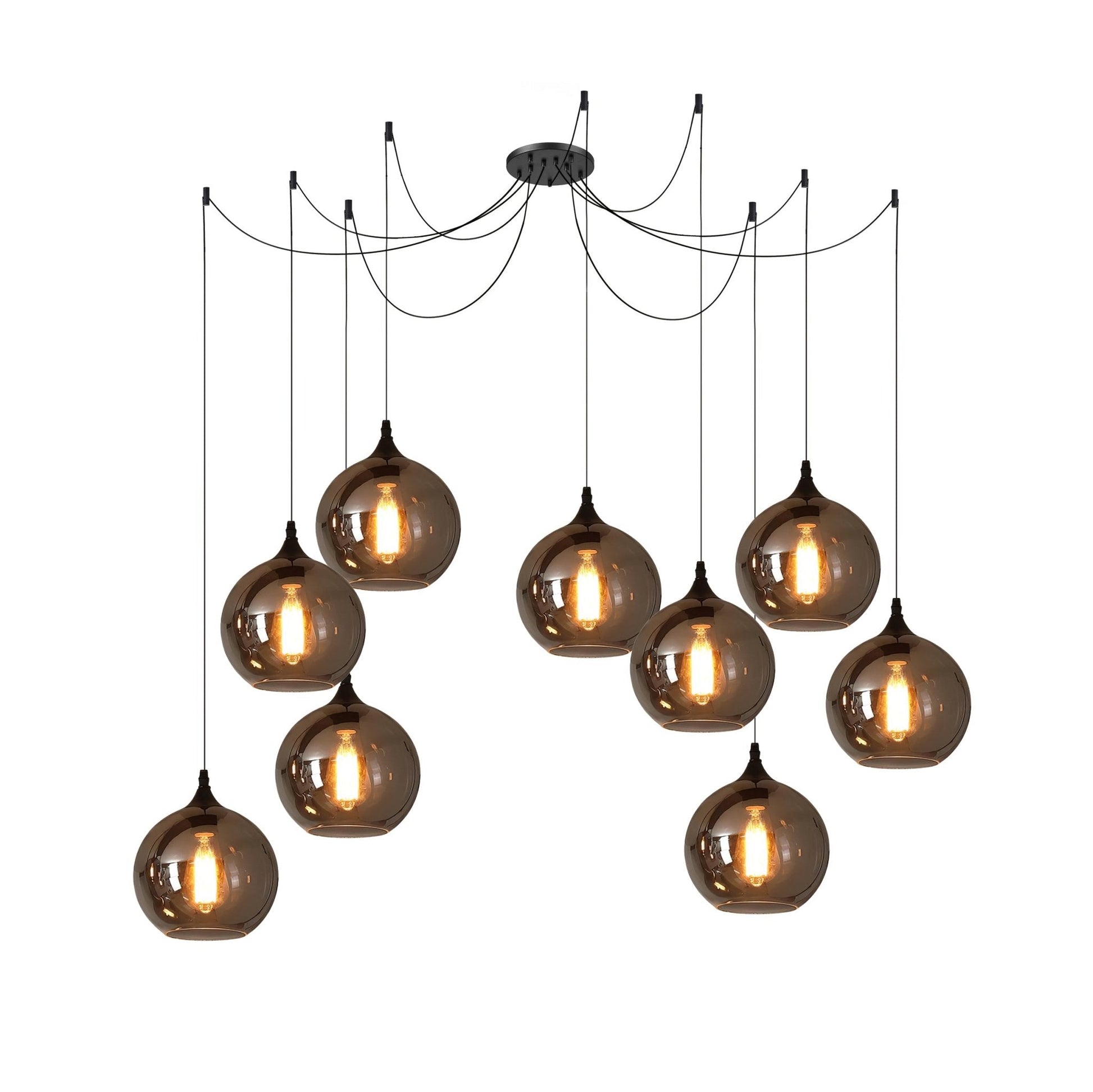 June Minimalist Bottle Glass Pendant Light Smoke Gray - Lamp Copper