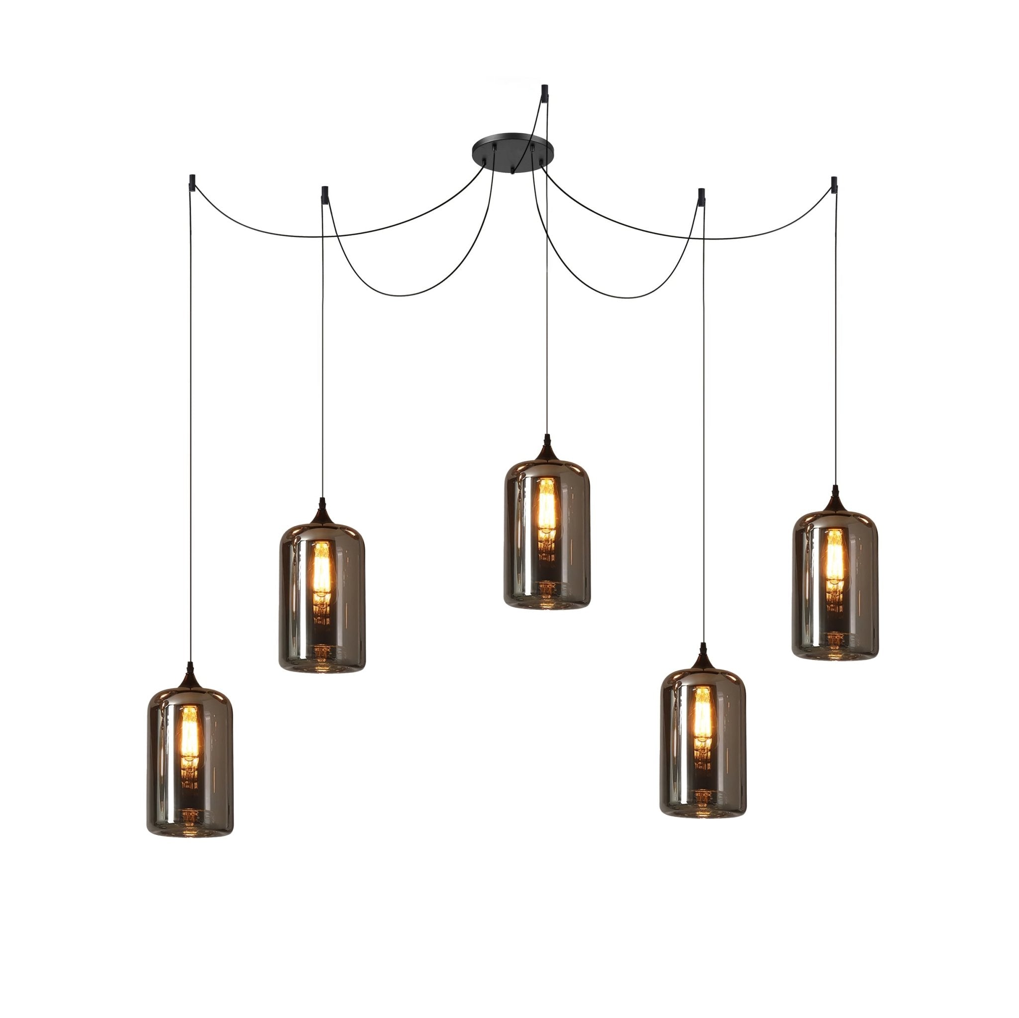 June Minimalist Bottle Glass Pendant Light Smoke Gray - Lamp Copper