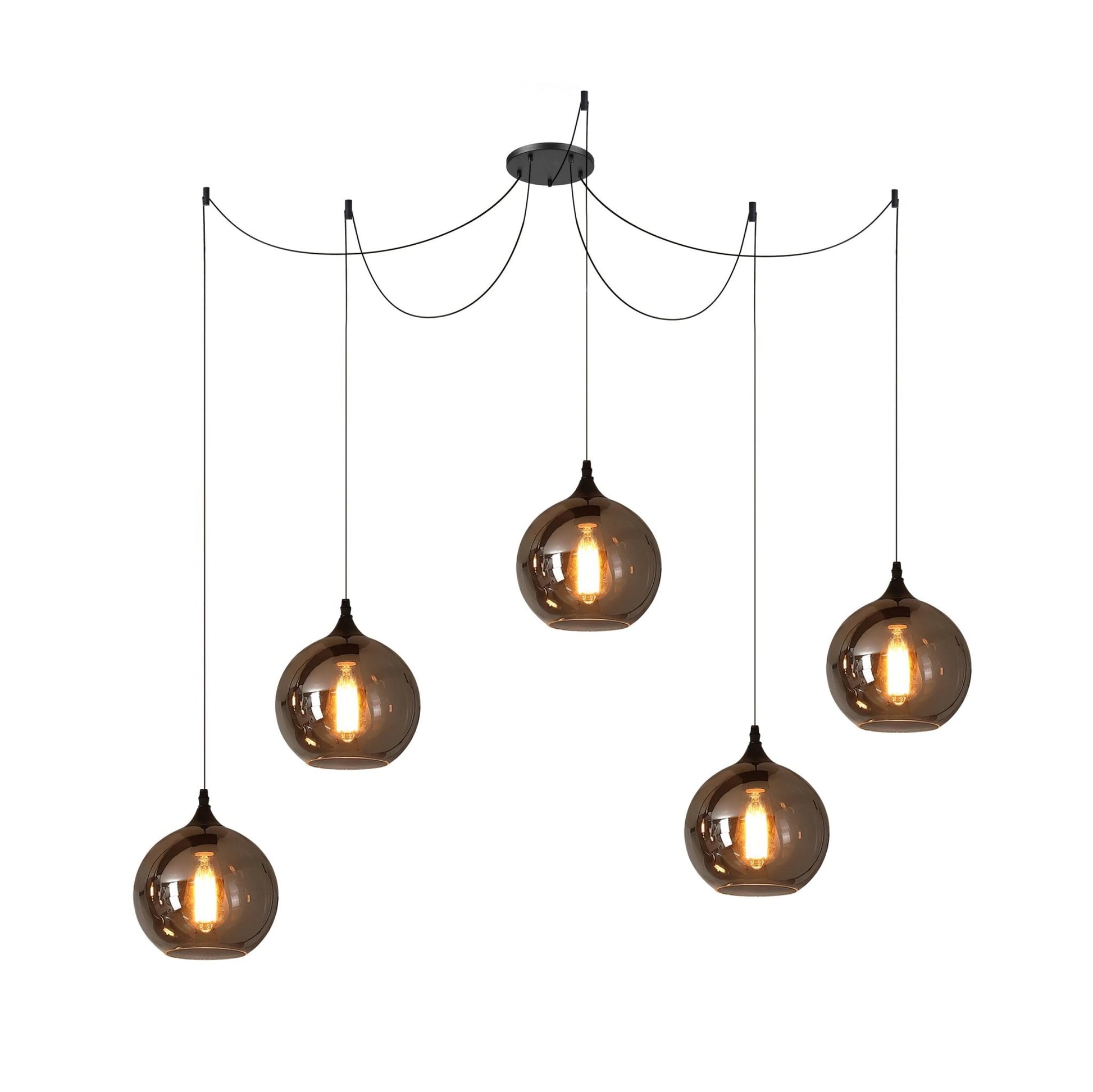 June Minimalist Bottle Glass Pendant Light Smoke Gray - Lamp Copper