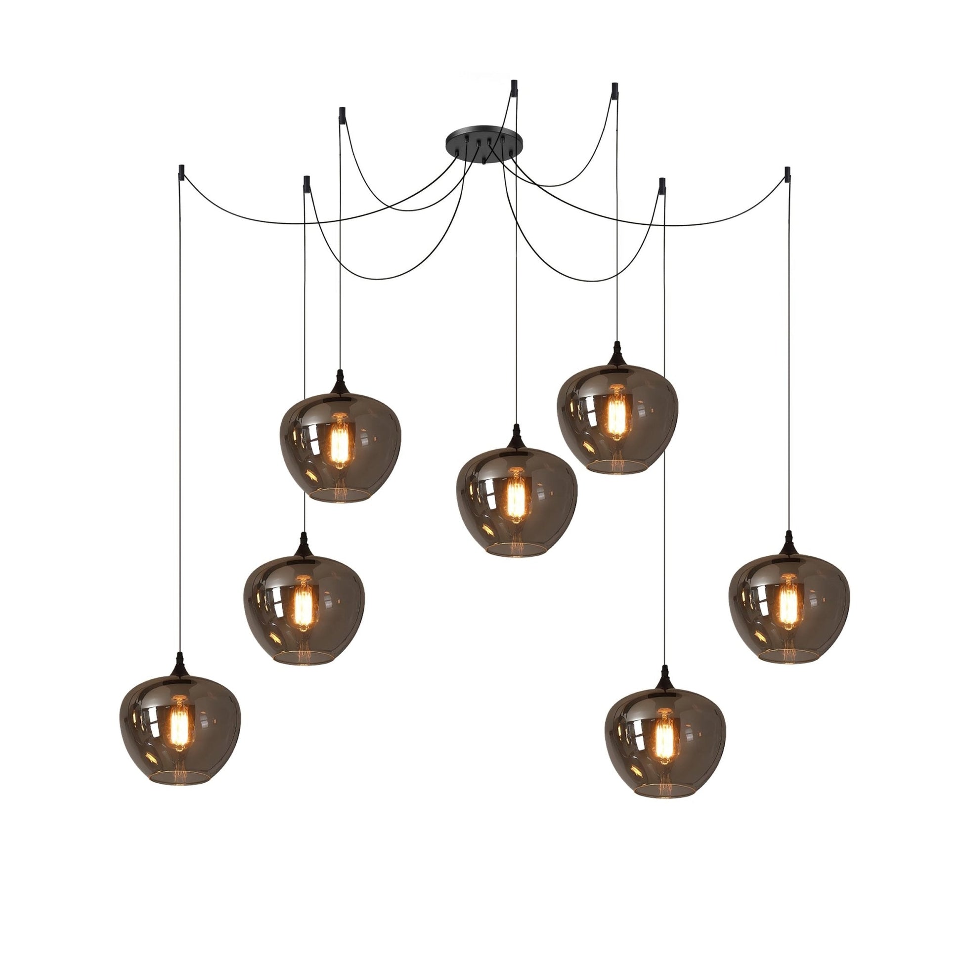 June Minimalist Bottle Glass Pendant Light Smoke Gray - Lamp Copper
