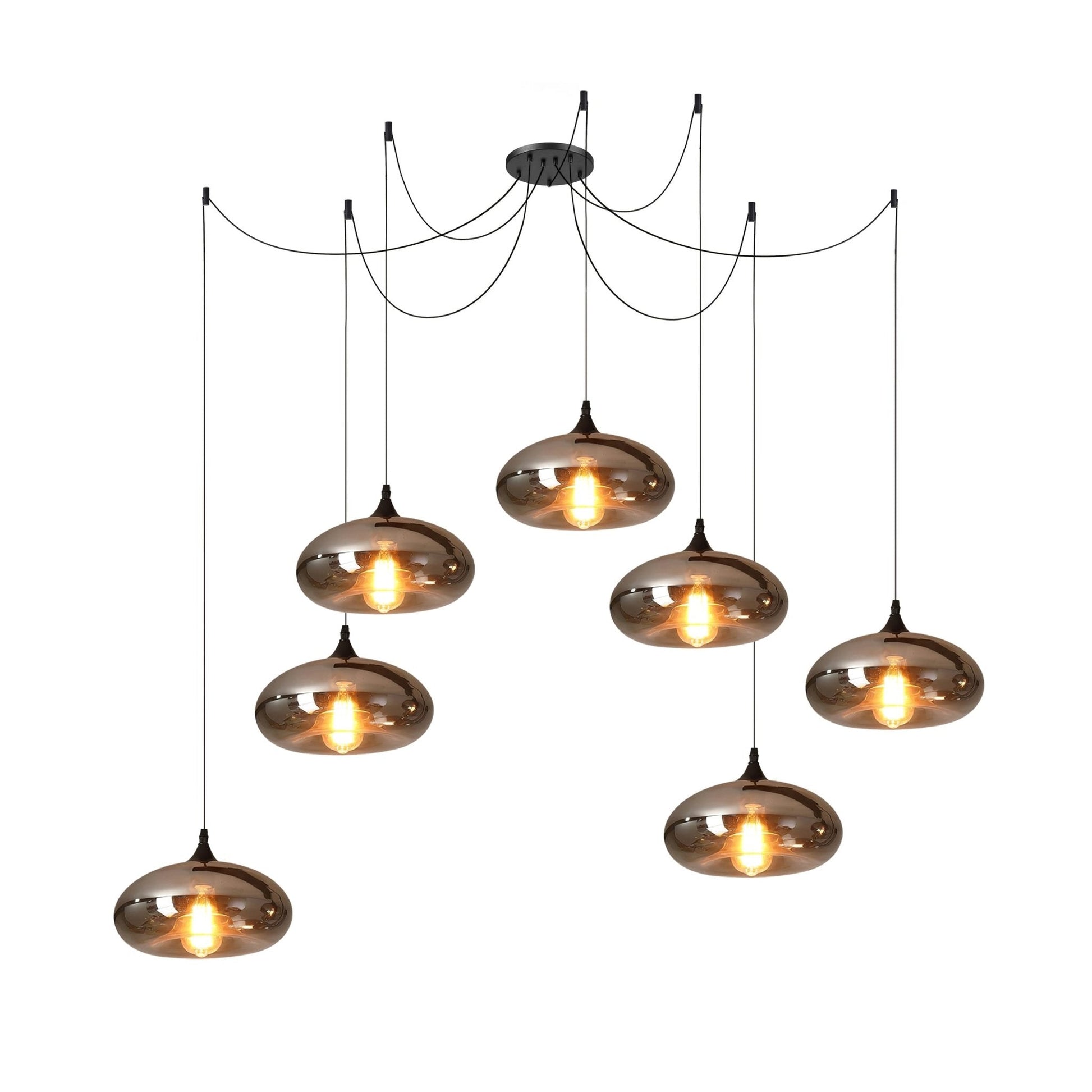 June Minimalist Bottle Glass Pendant Light Smoke Gray - Lamp Copper