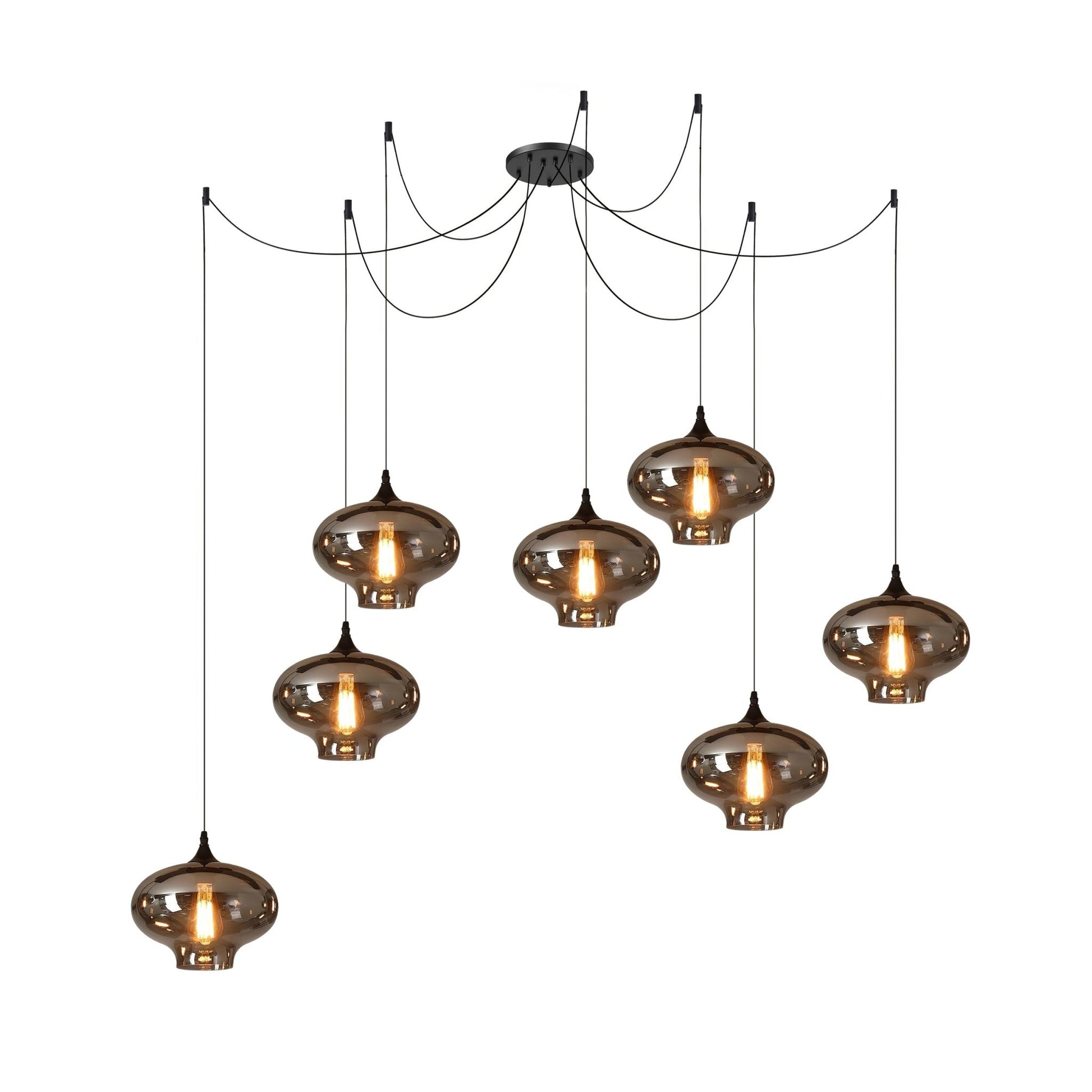 June Minimalist Bottle Glass Pendant Light Smoke Gray - Lamp Copper