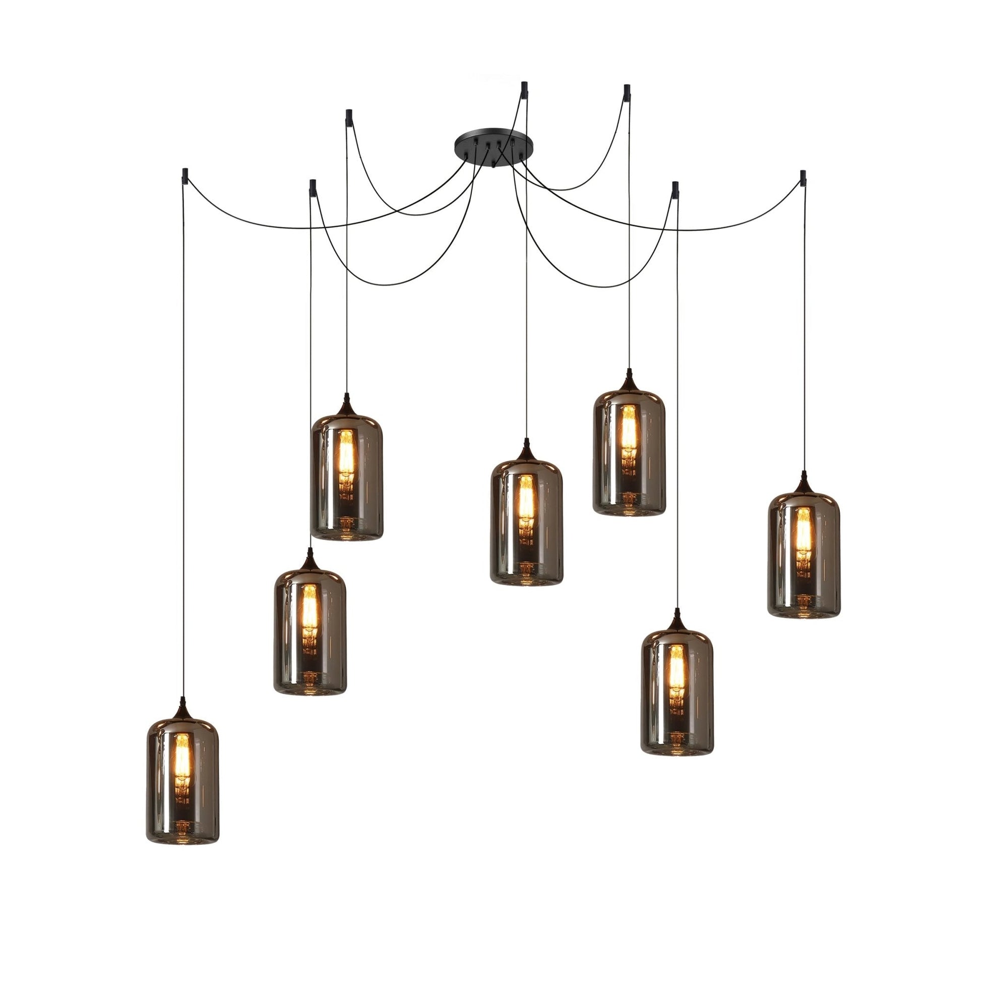 June Minimalist Bottle Glass Pendant Light Smoke Gray - Lamp Copper