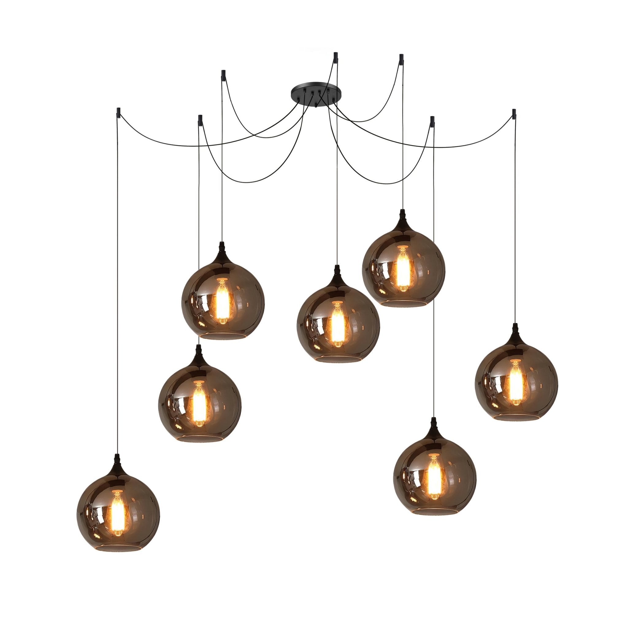 June Minimalist Bottle Glass Pendant Light Smoke Gray - Lamp Copper