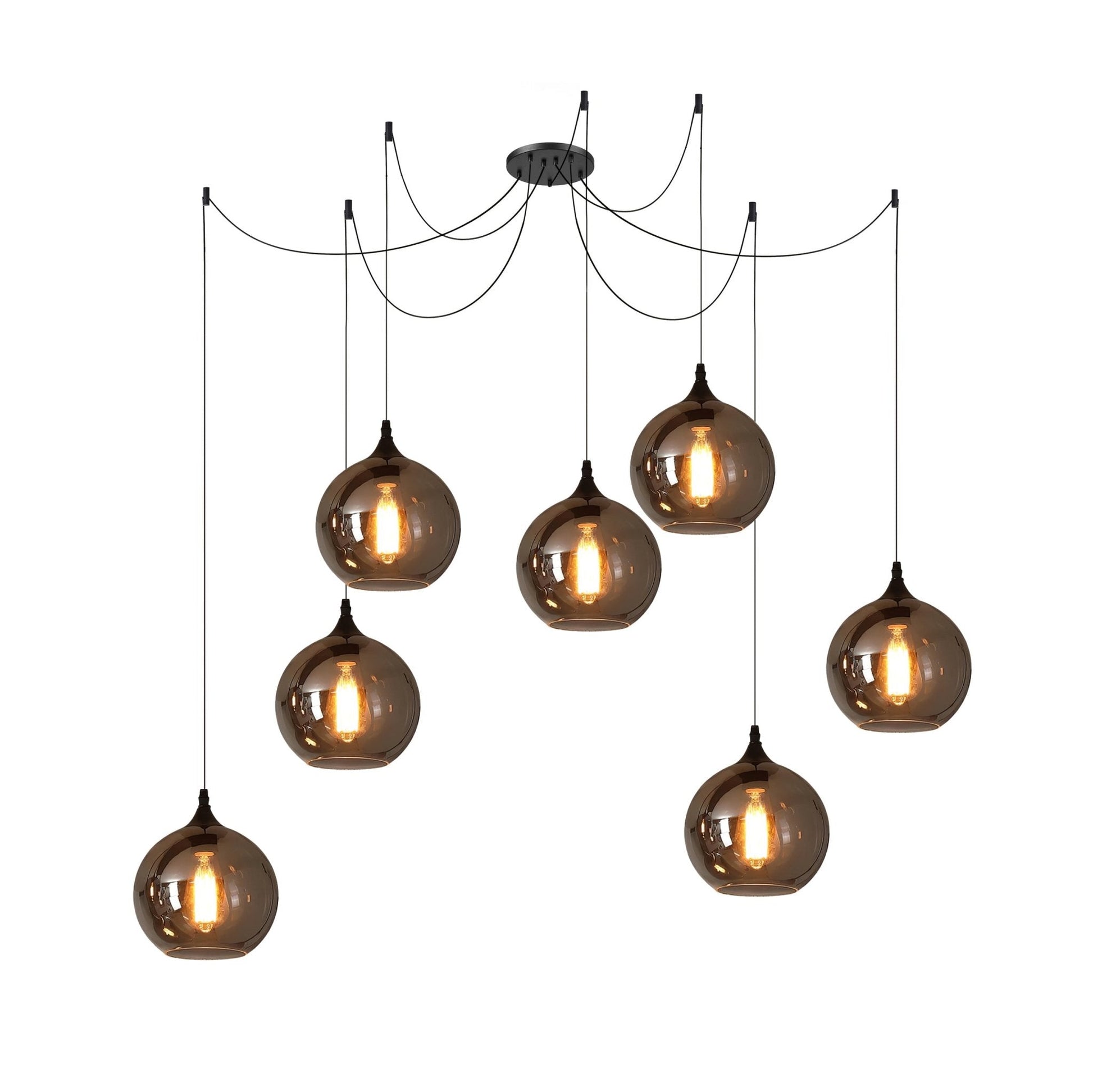 June Minimalist Bottle Glass Pendant Light Smoke Gray - Lamp Copper