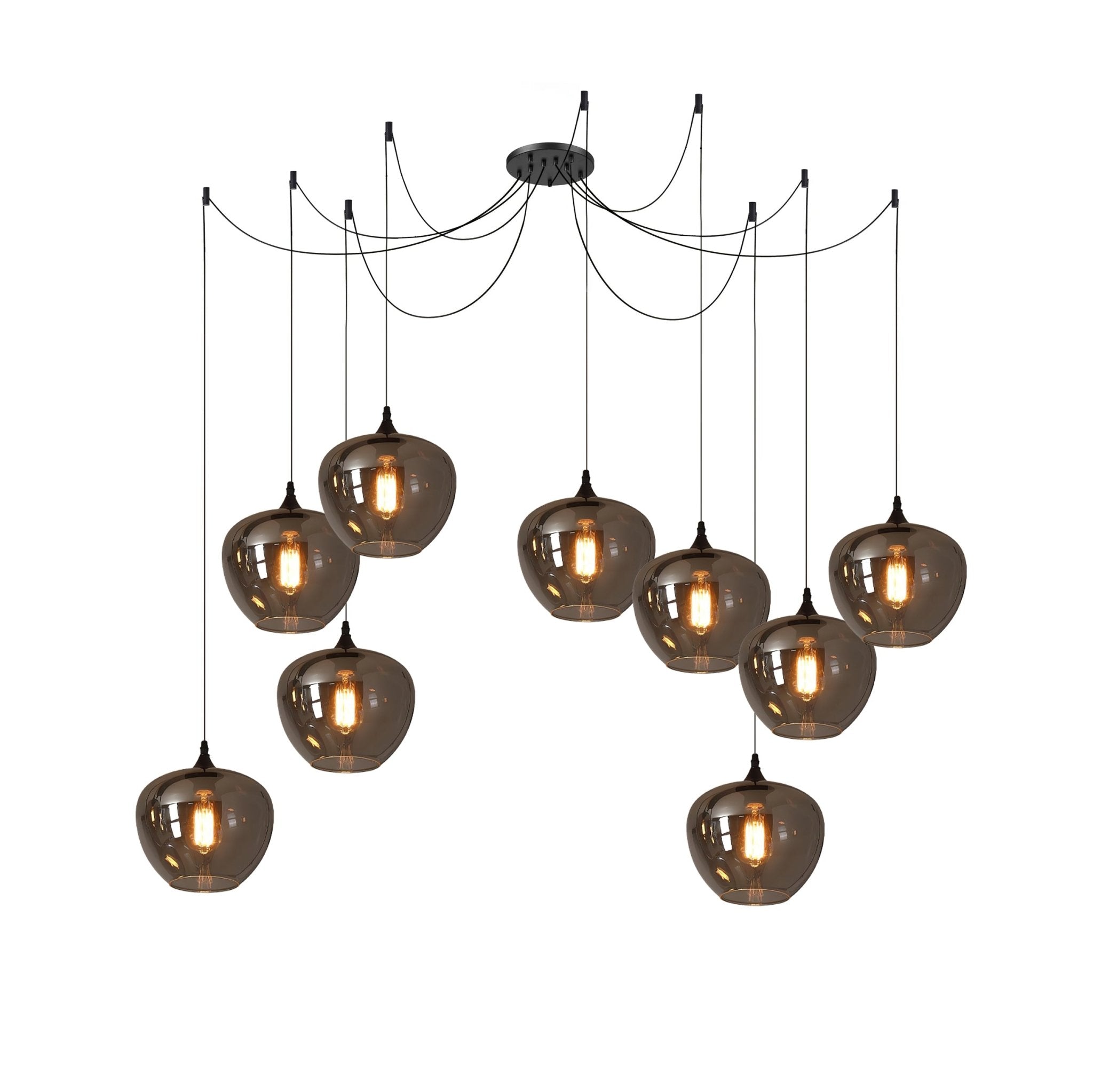 June Minimalist Bottle Glass Pendant Light Smoke Gray - Lamp Copper