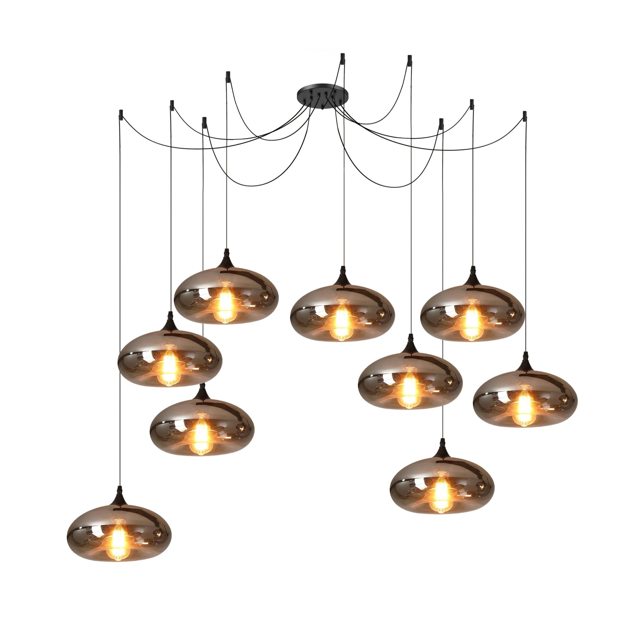 June Minimalist Bottle Glass Pendant Light Smoke Gray - Lamp Copper