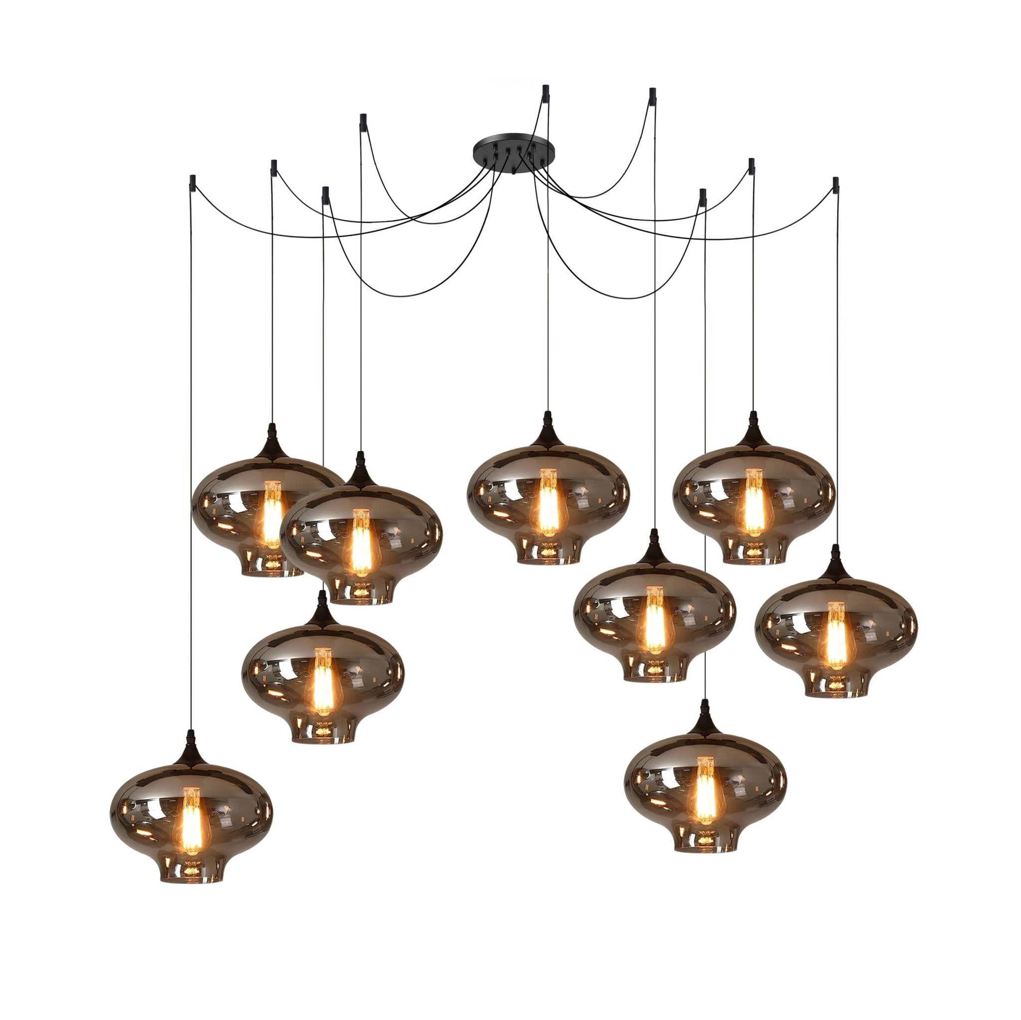 June Minimalist Bottle Glass Pendant Light Smoke Gray - Lamp Copper