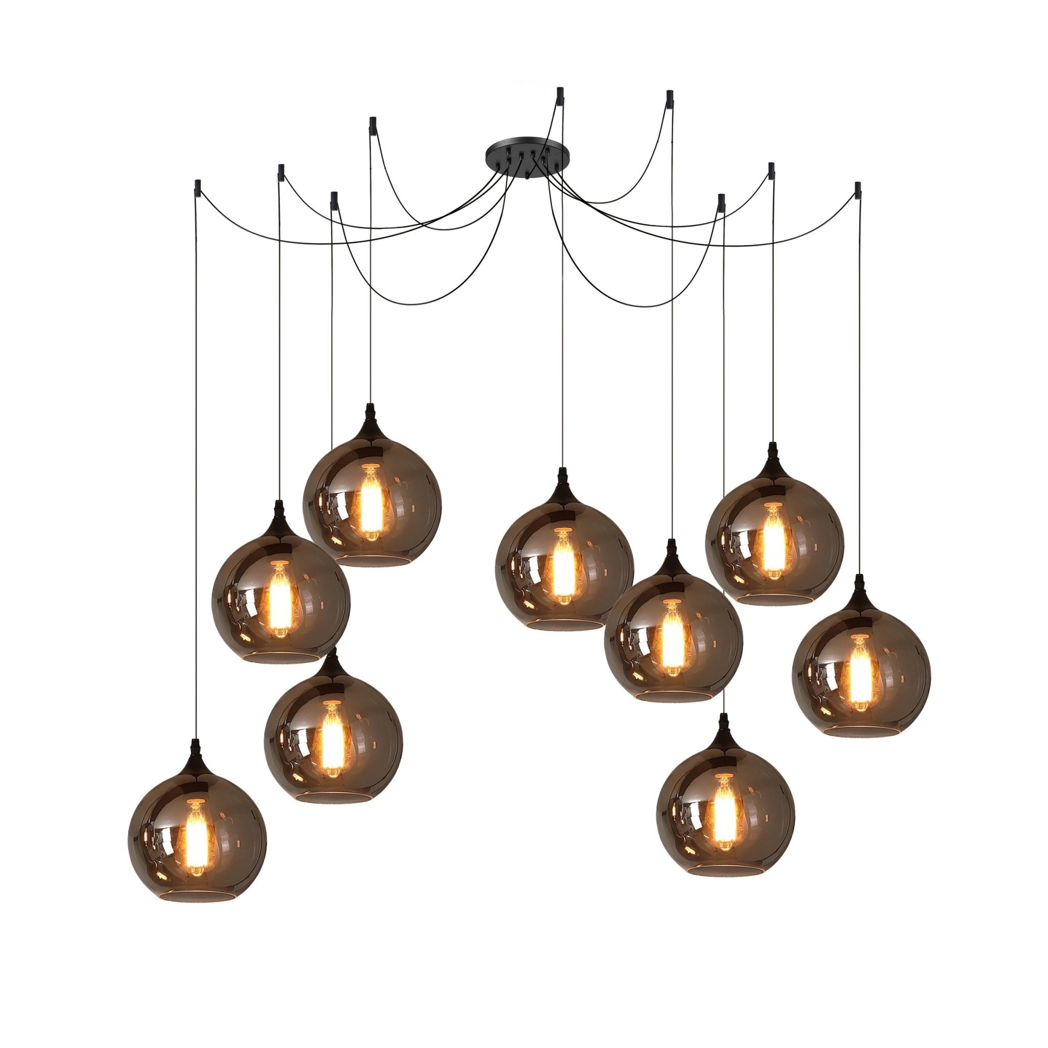 June Minimalist Bottle Glass Pendant Light Smoke Gray - Lamp Copper