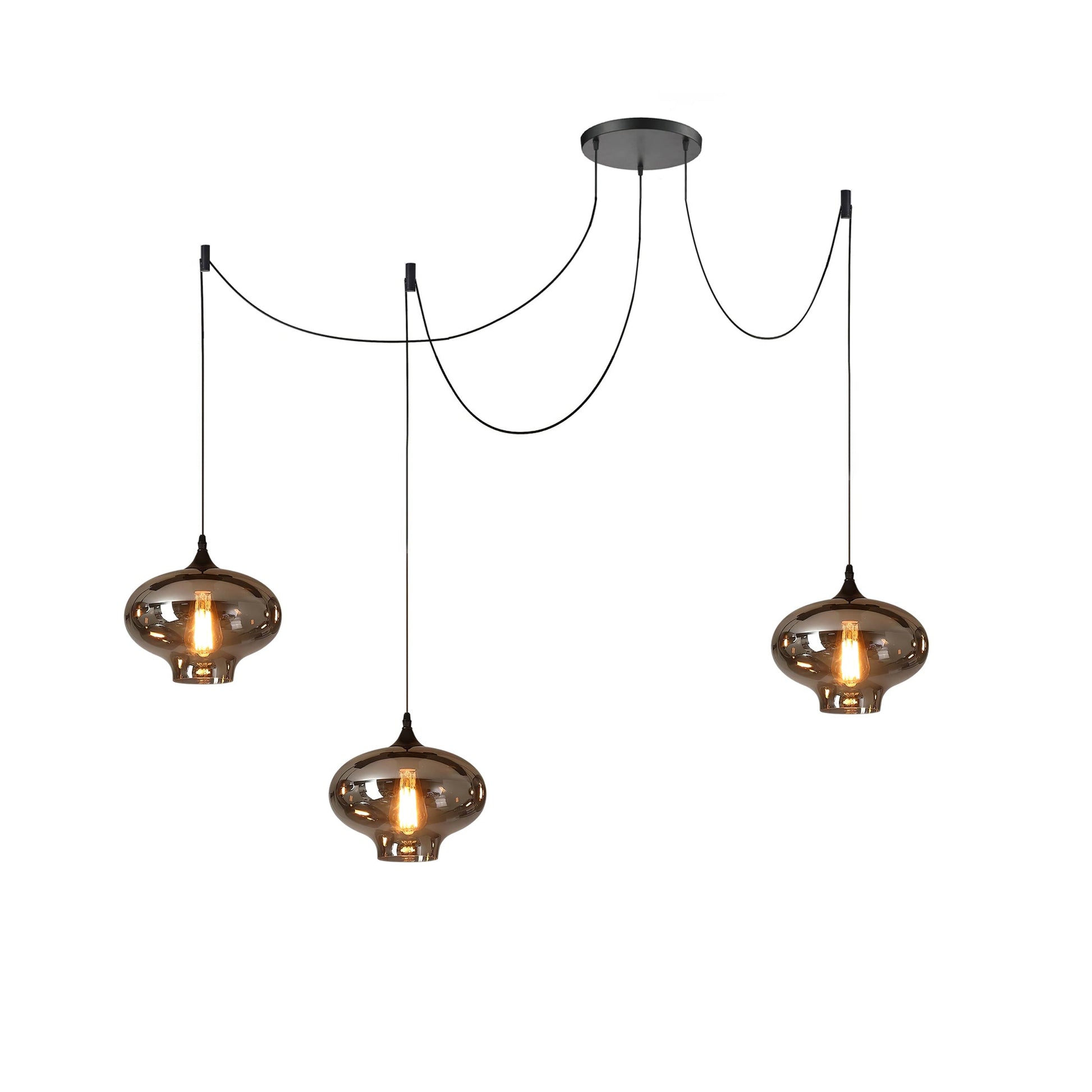 June Minimalist Bottle Glass Pendant Light Smoke Gray - Lamp Copper