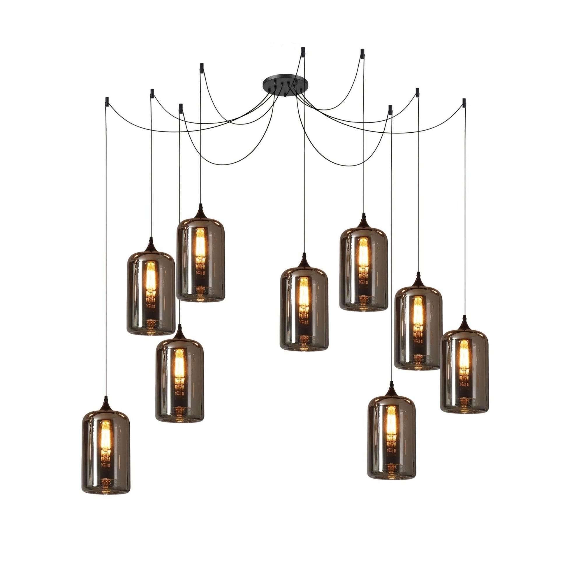 June Minimalist Bottle Glass Pendant Light Smoke Gray - Lamp Copper