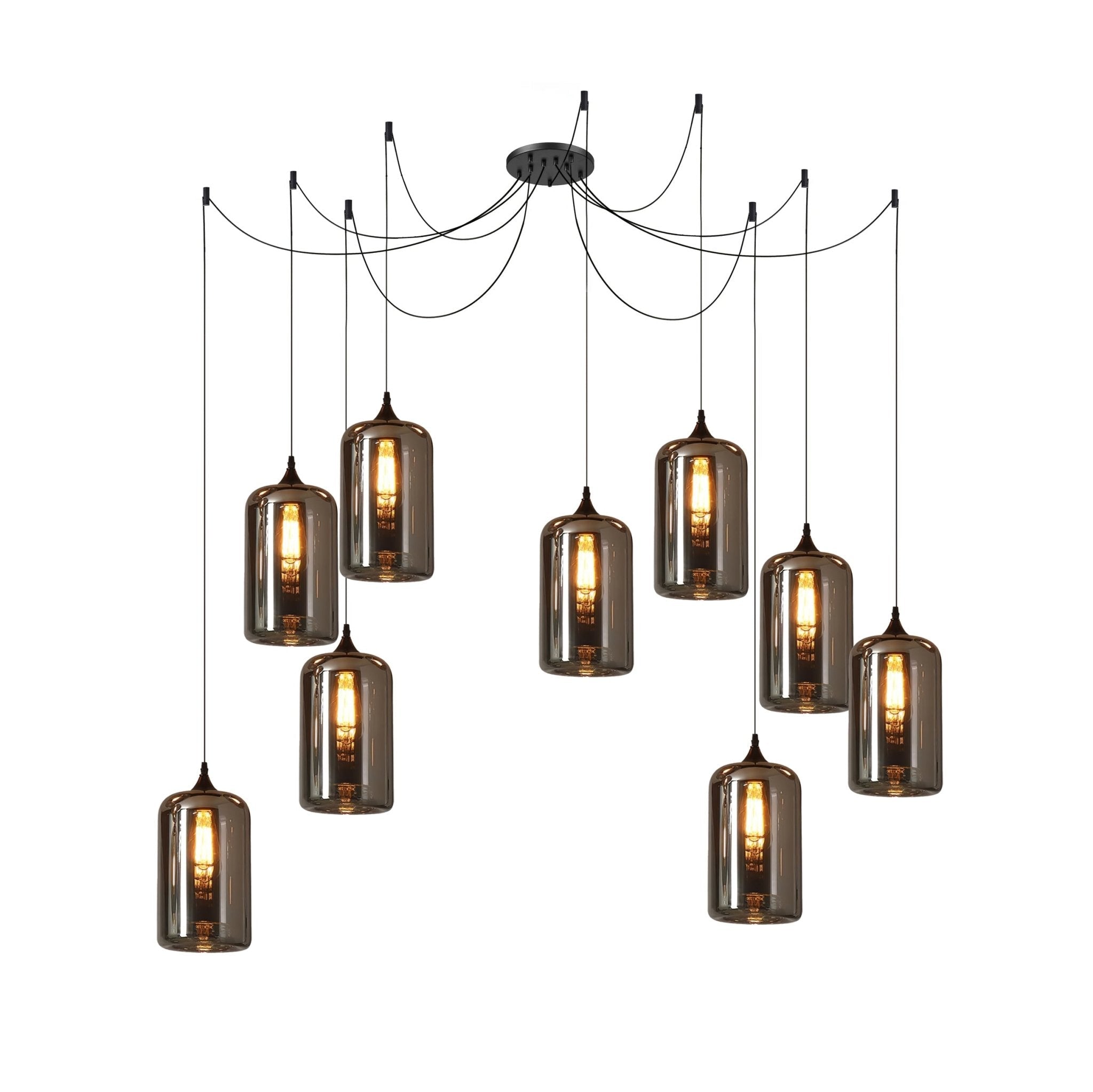 June Minimalist Bottle Glass Pendant Light Smoke Gray - Lamp Copper