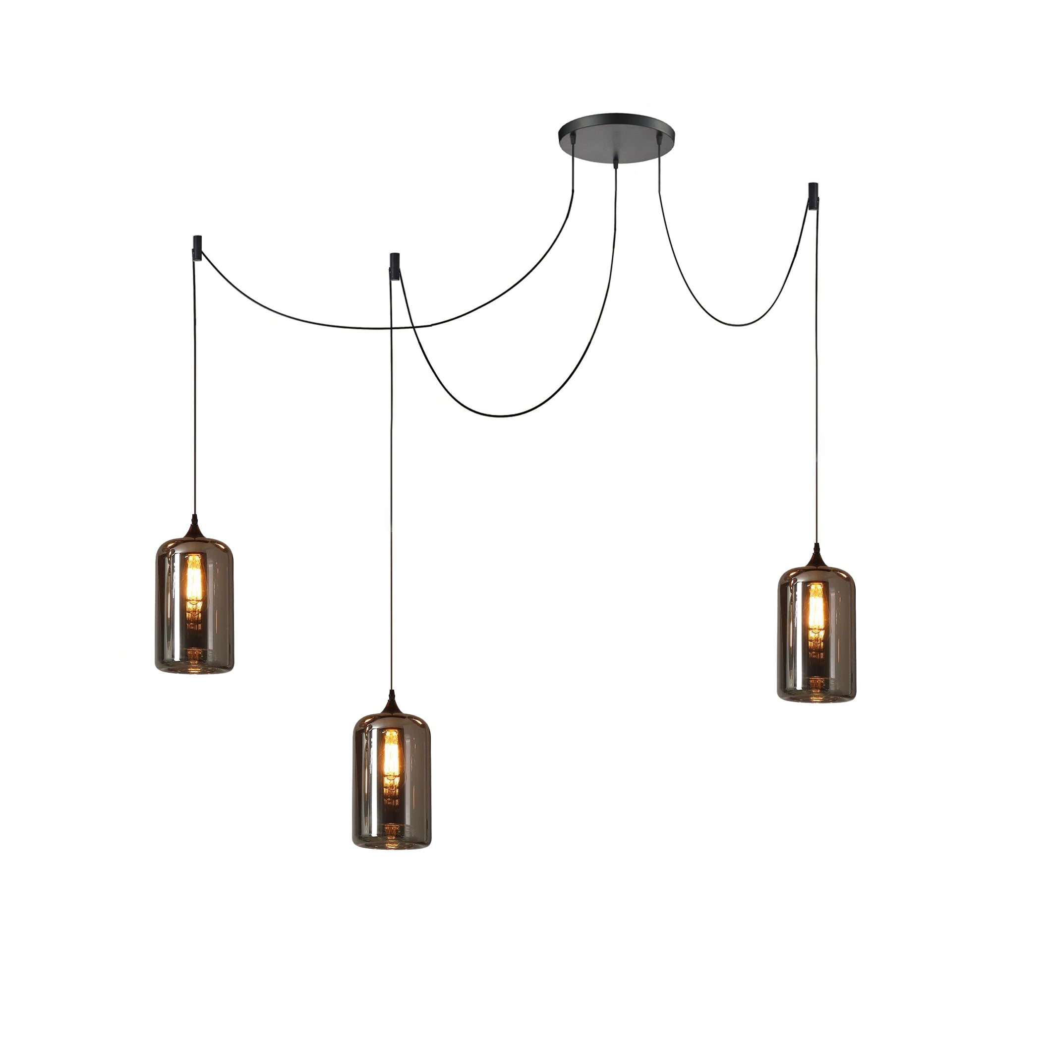 June Minimalist Bottle Glass Pendant Light Smoke Gray - Lamp Copper