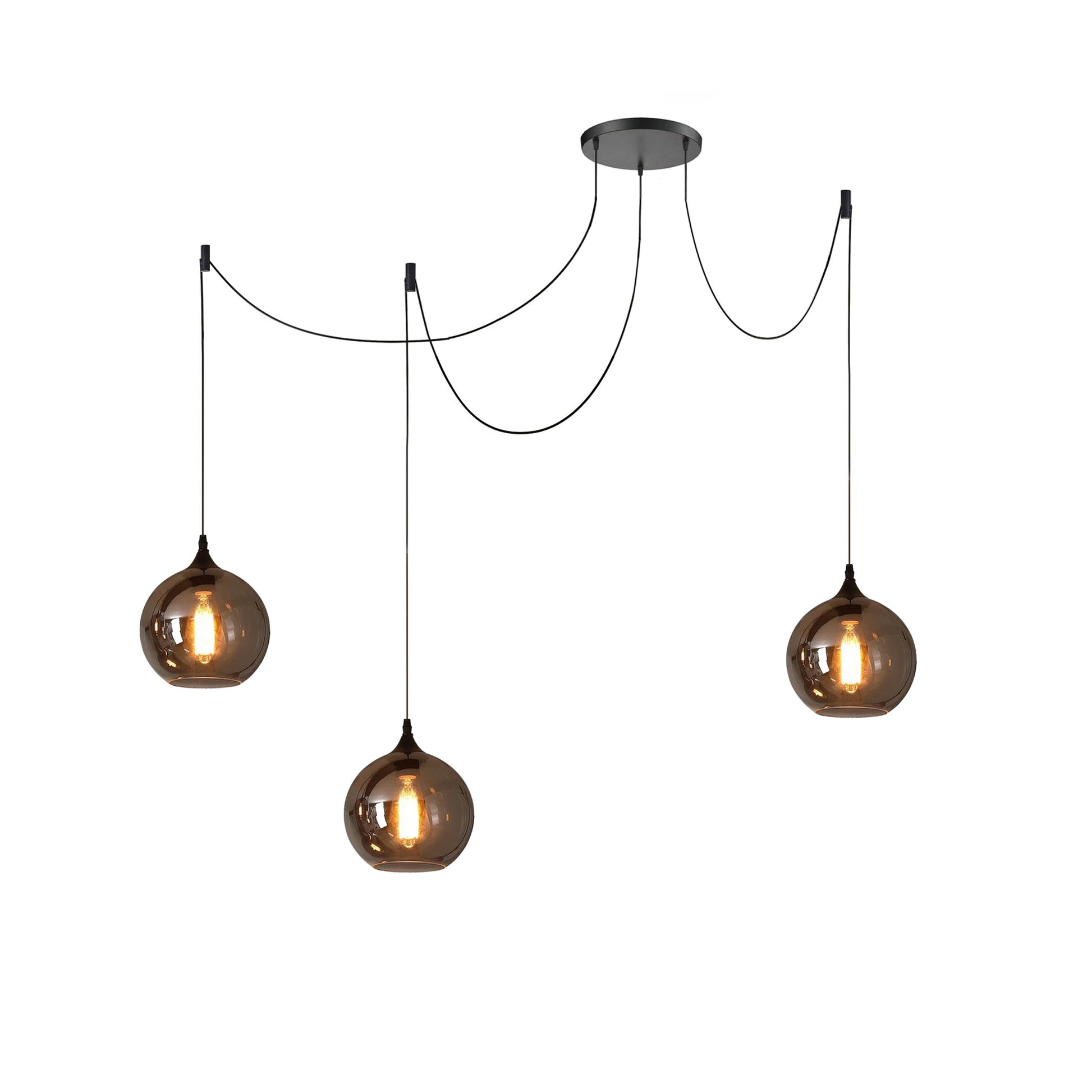 June Minimalist Bottle Glass Pendant Light Smoke Gray - Lamp Copper