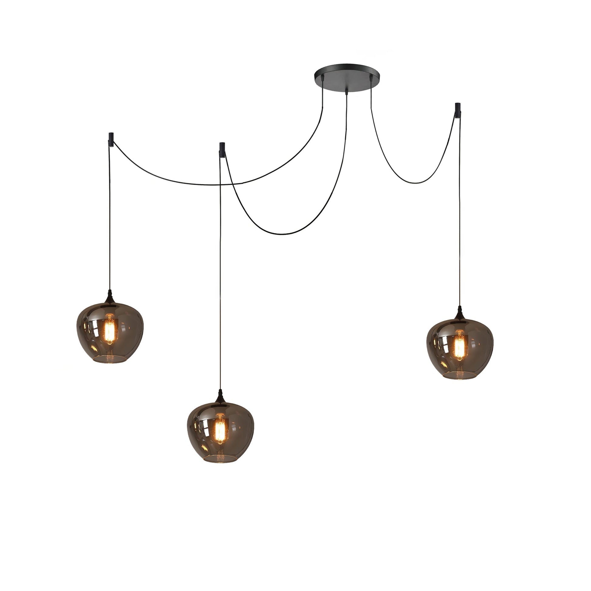 June Minimalist Bottle Glass Pendant Light Smoke Gray - Lamp Copper