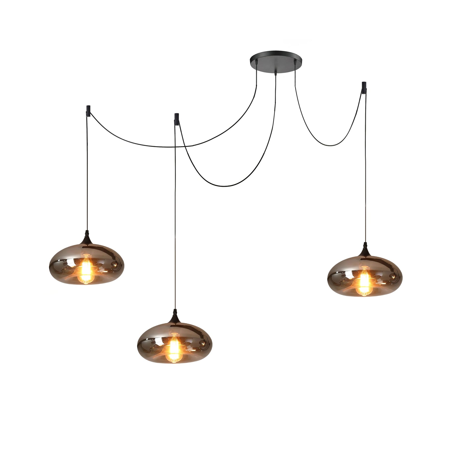 June Minimalist Bottle Glass Pendant Light Smoke Gray - Lamp Copper