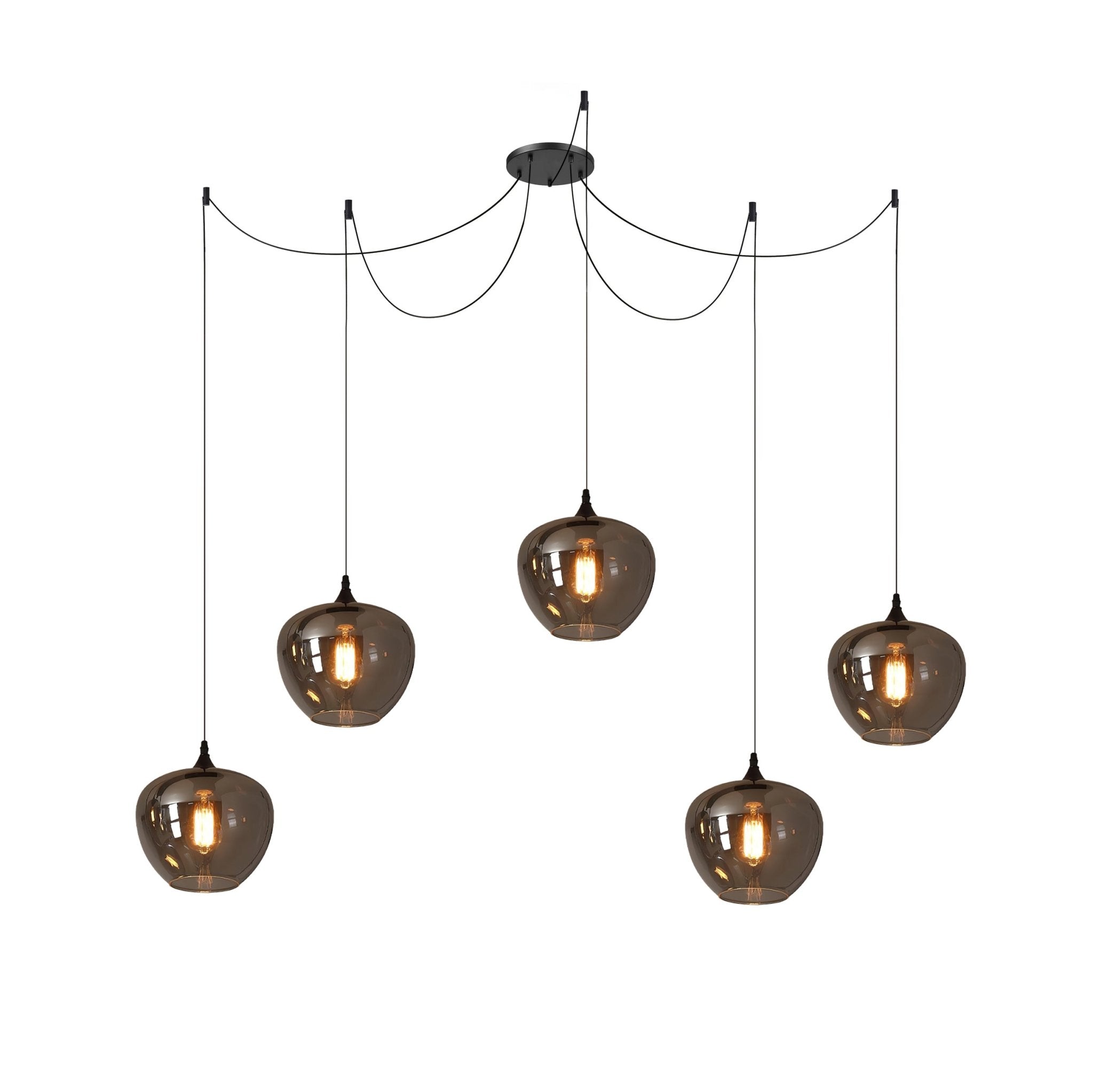 June Minimalist Bottle Glass Pendant Light Smoke Gray - Lamp Copper