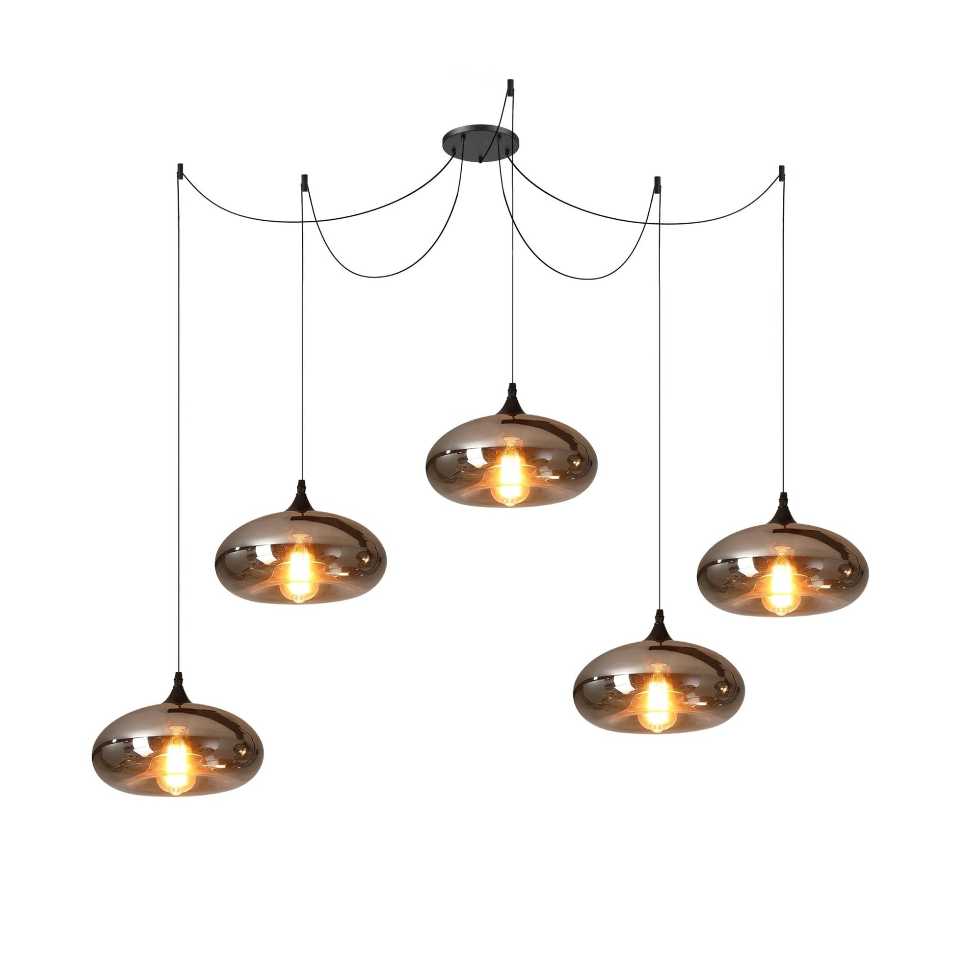 June Minimalist Bottle Glass Pendant Light Smoke Gray - Lamp Copper