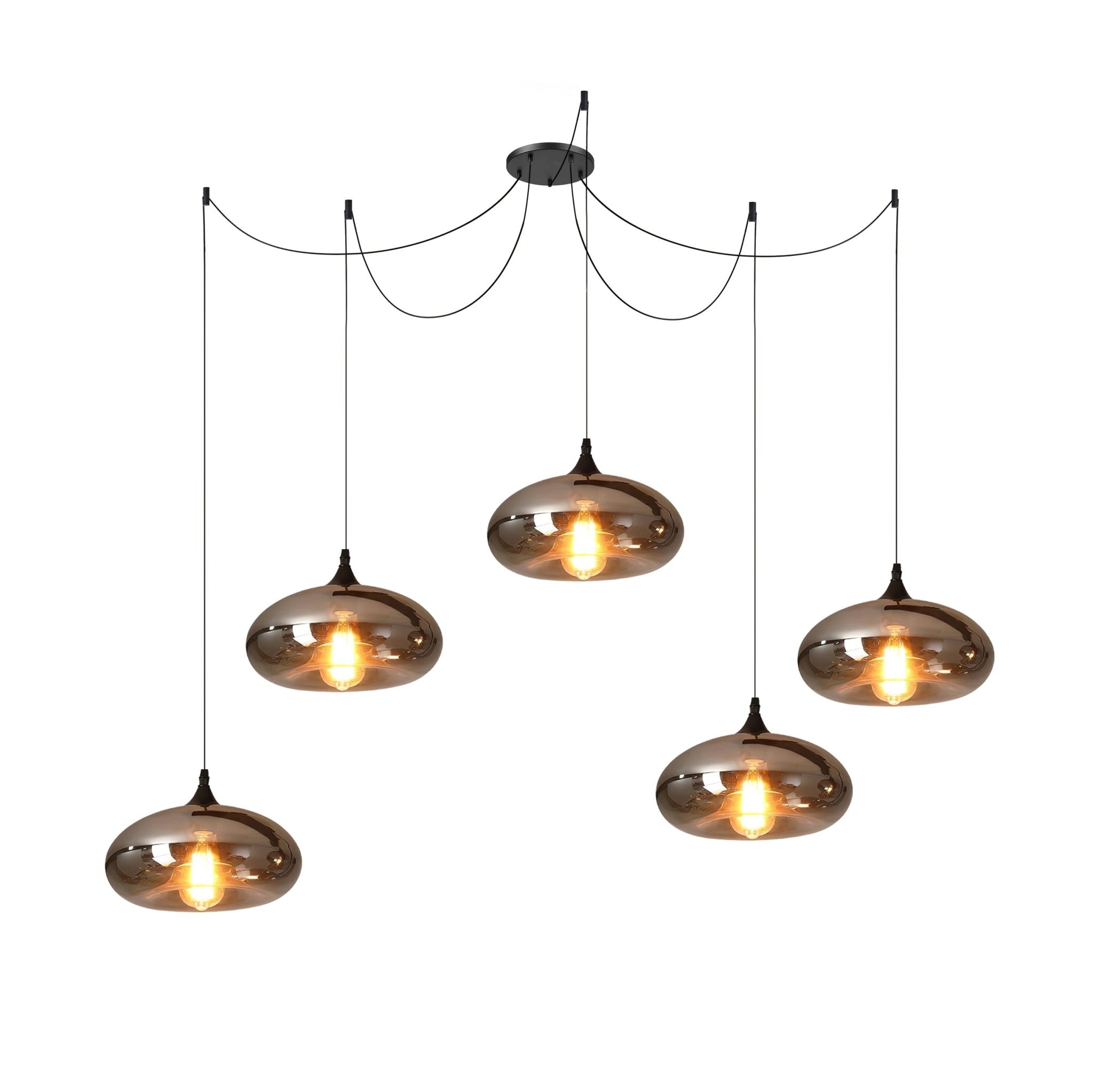 June Minimalist Bottle Glass Pendant Light Smoke Gray - Lamp Copper