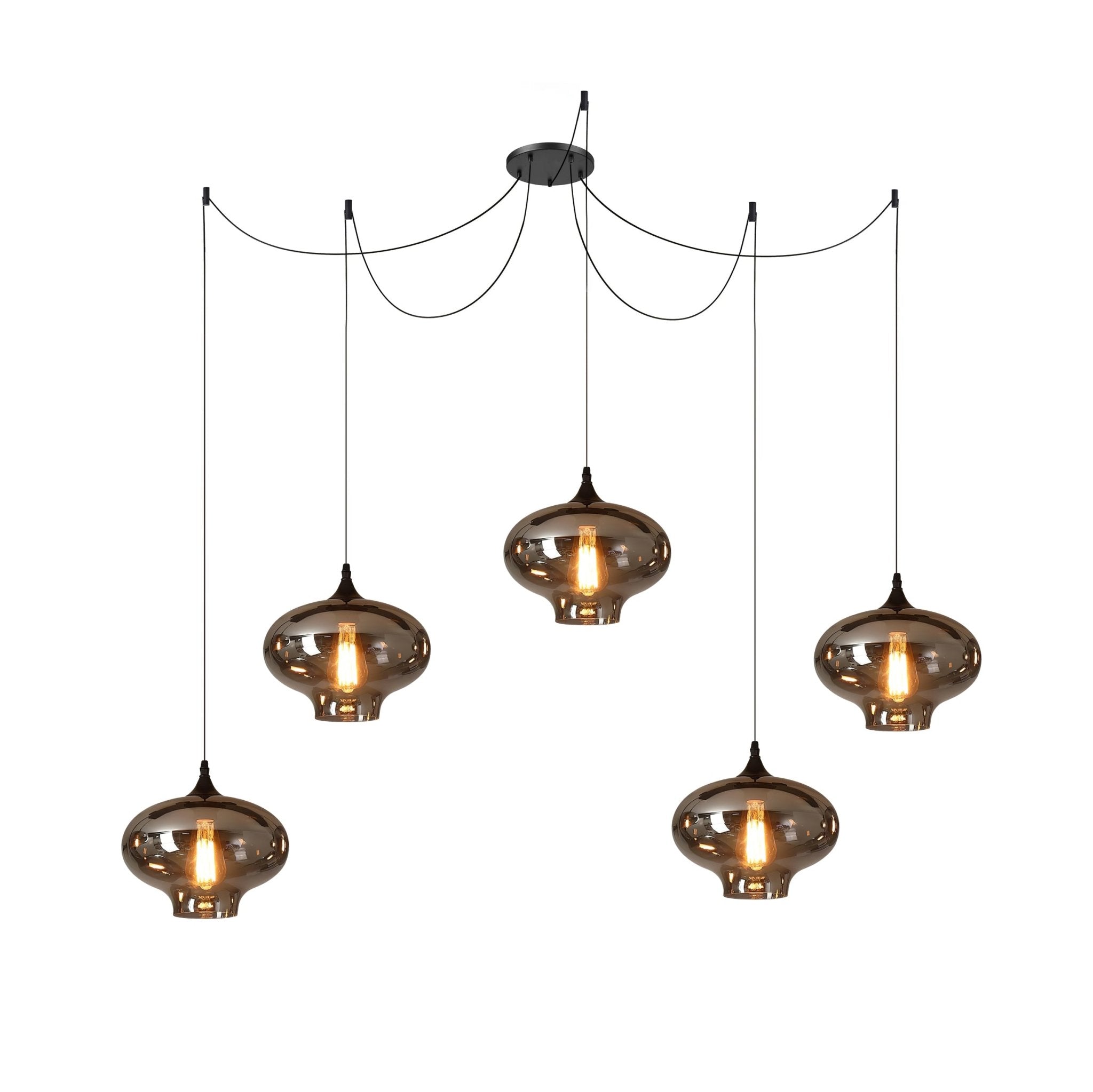 June Minimalist Bottle Glass Pendant Light Smoke Gray - Lamp Copper