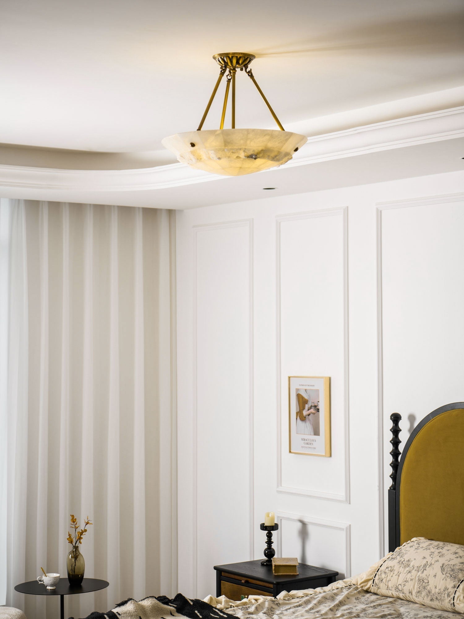 Bowl Pendant Lamp Alabaster Elegance - Lamp Copper