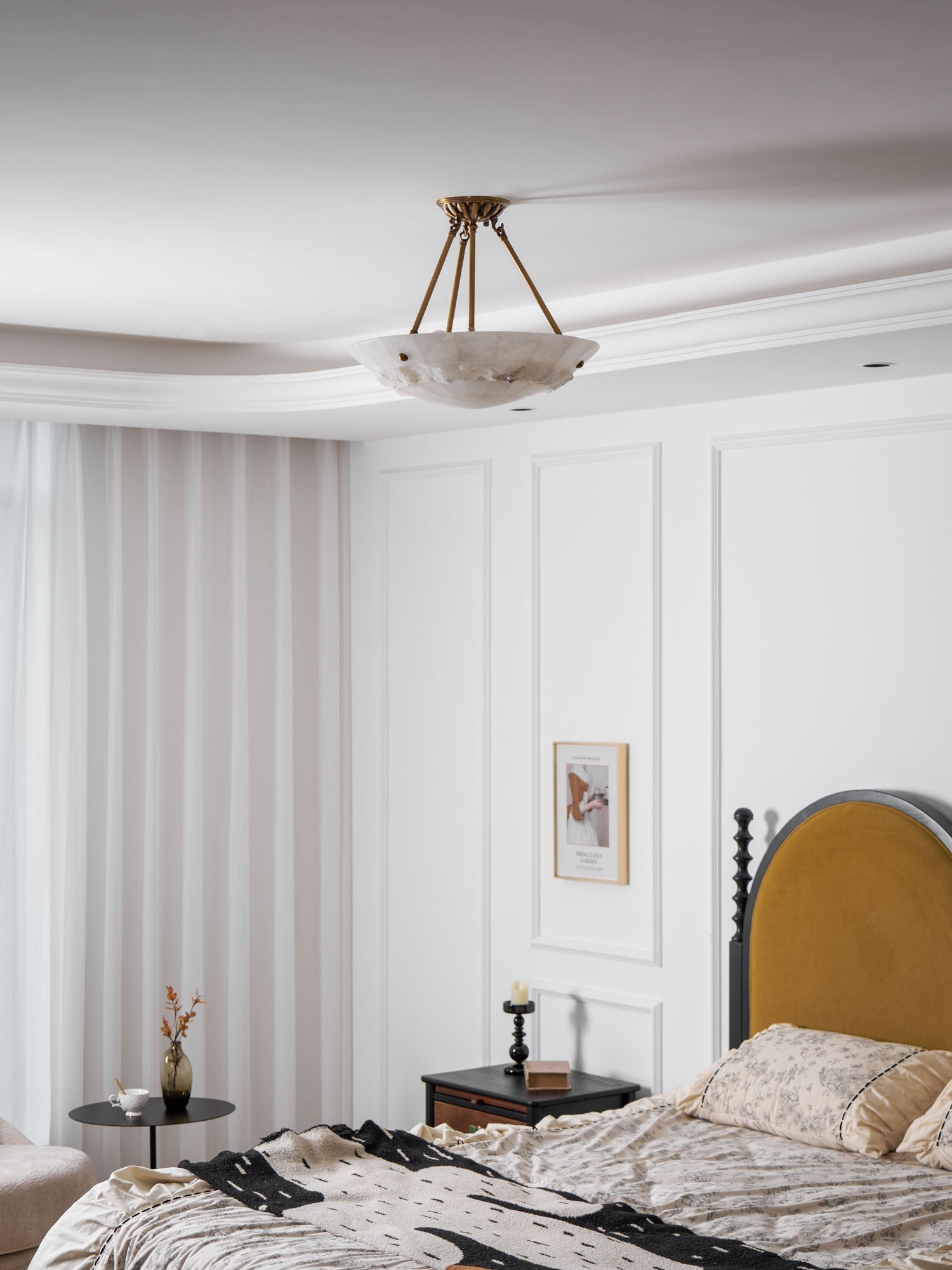 Bowl Pendant Lamp Alabaster Elegance - Lamp Copper