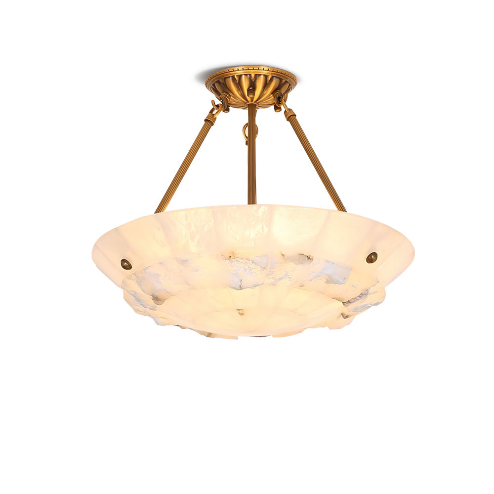 Bowl Pendant Lamp Alabaster Elegance - Lamp Copper