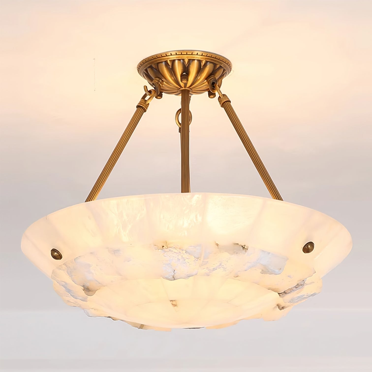 Bowl Pendant Lamp Alabaster Elegance - Lamp Copper