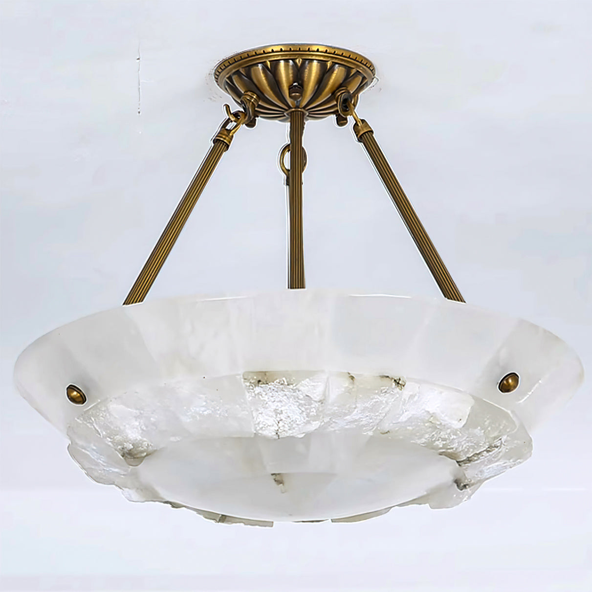 Bowl Pendant Lamp Alabaster Elegance - Lamp Copper