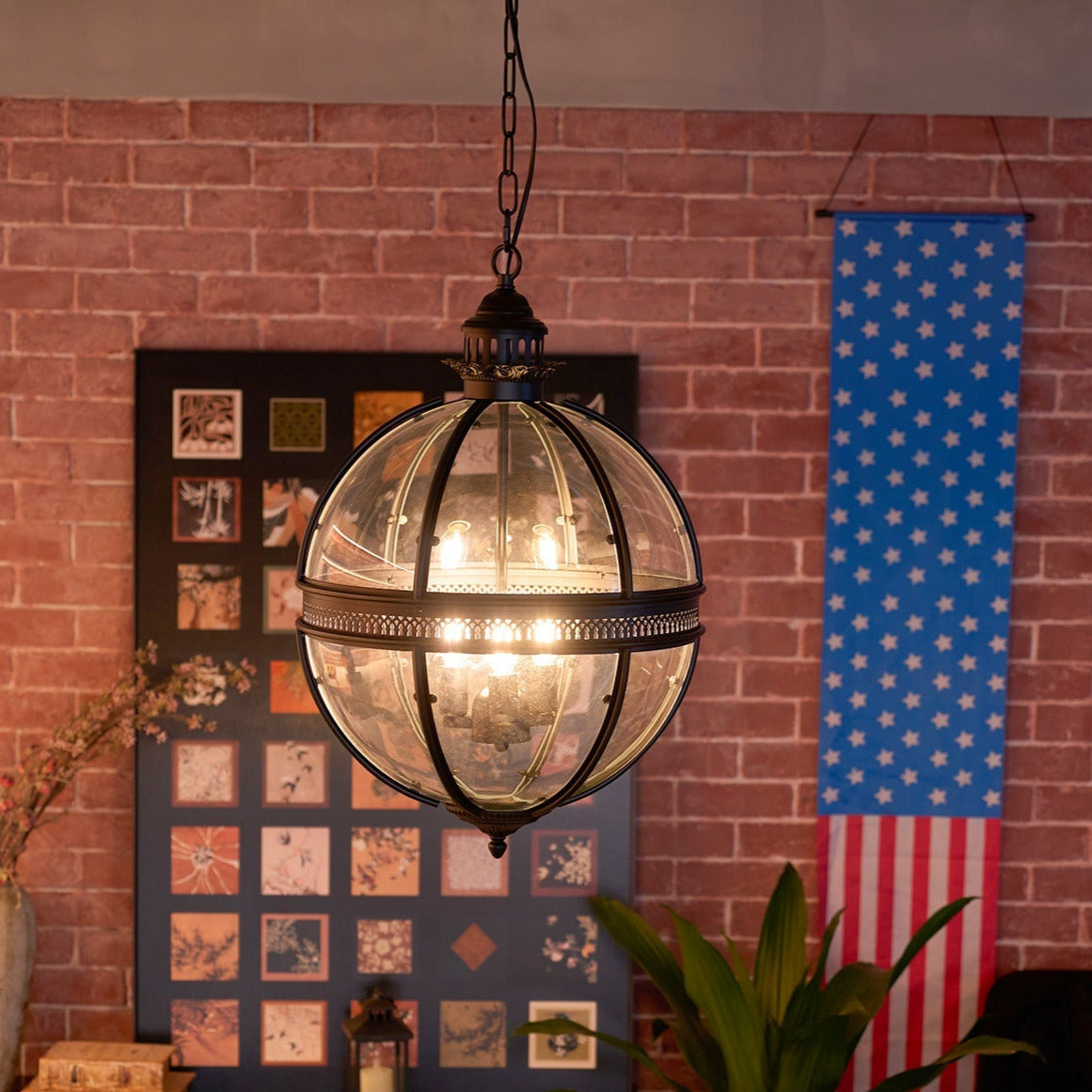 Edward Retro Pendant Light Glass - Lamp Copper