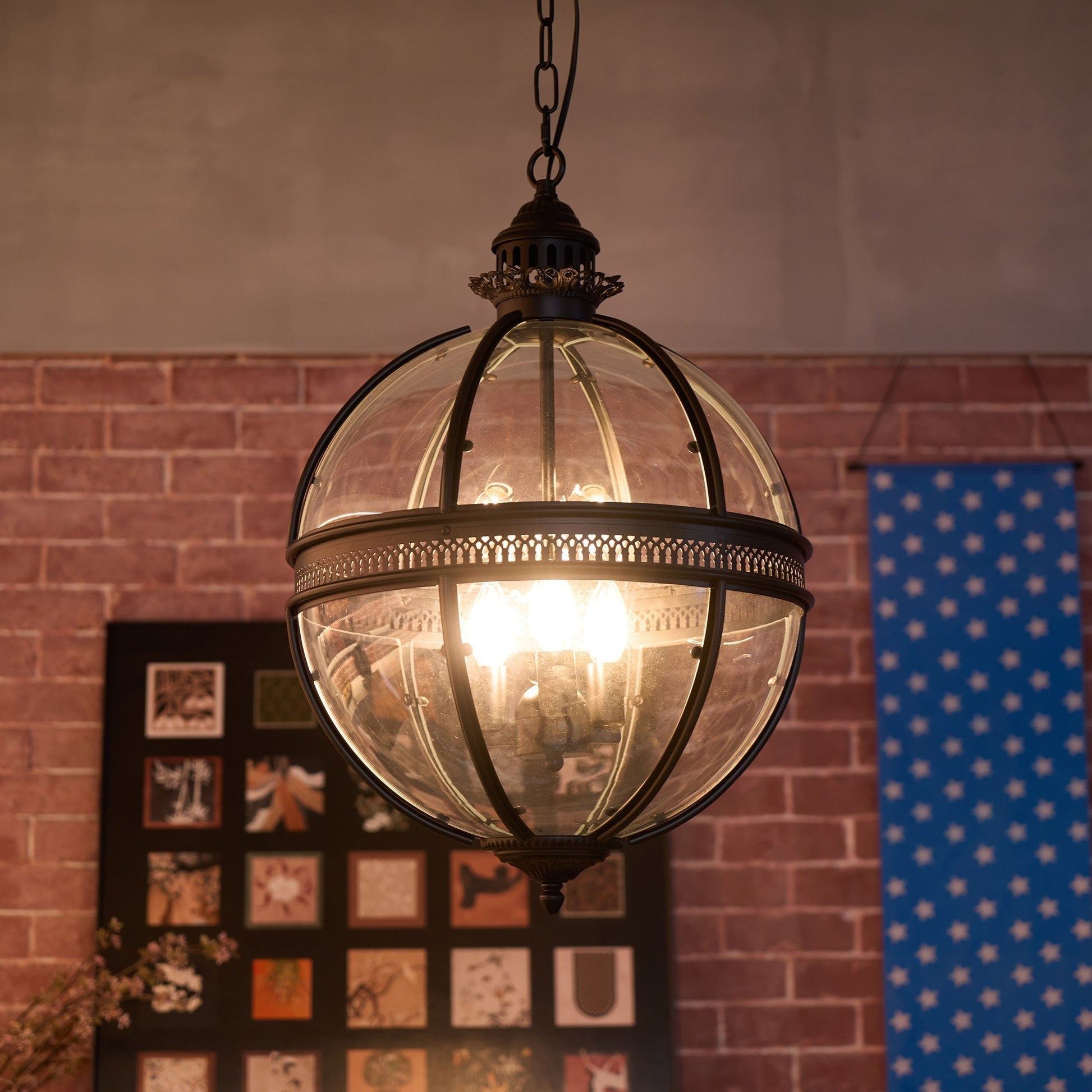 Edward Retro Pendant Light Glass - Lamp Copper