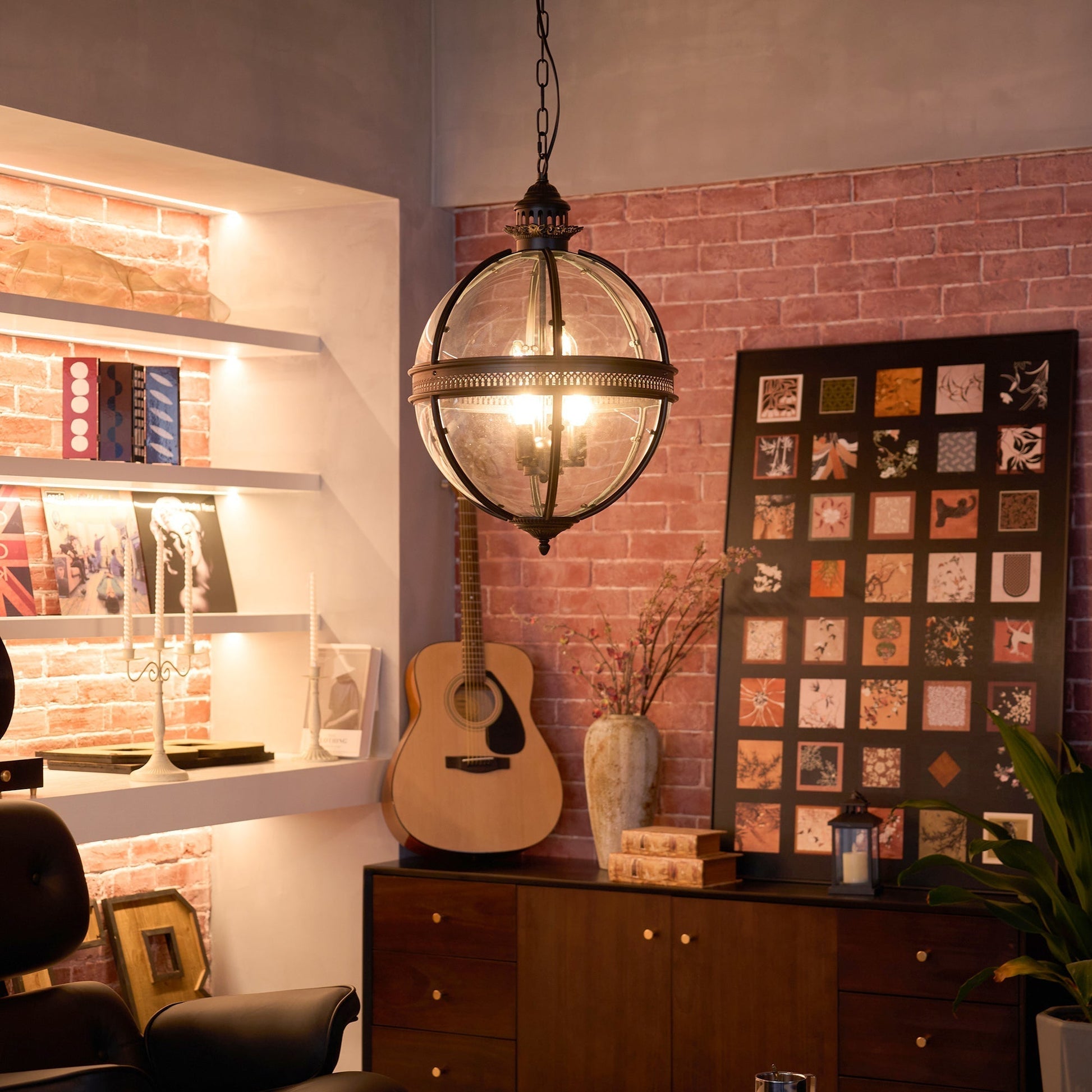 Edward Retro Pendant Light Glass - Lamp Copper