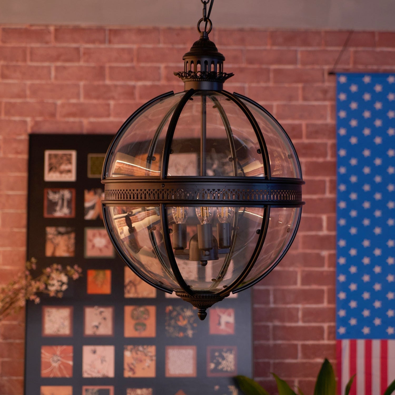 Edward Retro Pendant Light Glass - Lamp Copper