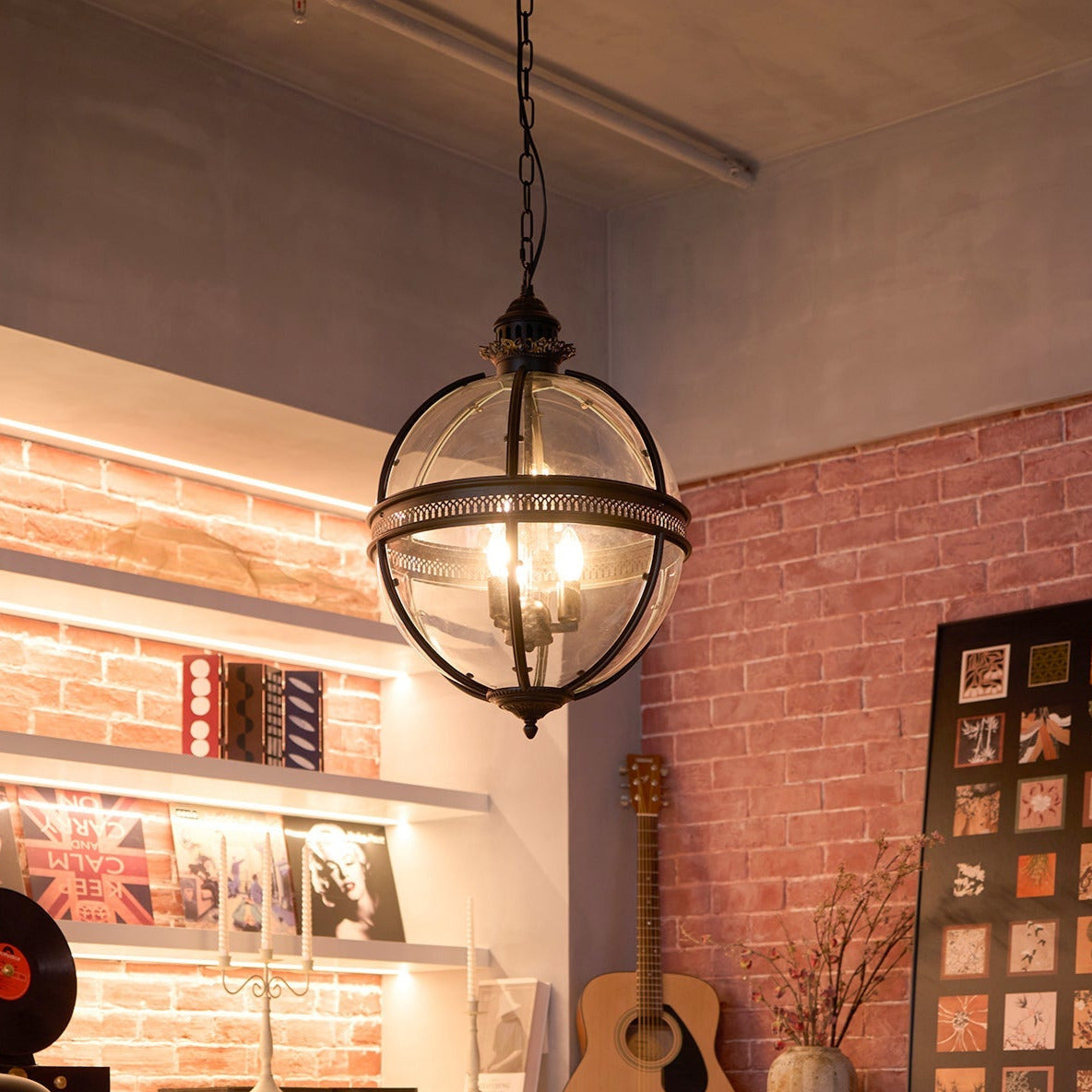Edward Retro Pendant Light Glass - Lamp Copper