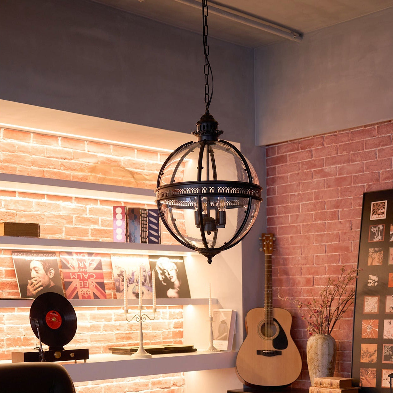 Edward Retro Pendant Light Glass - Lamp Copper