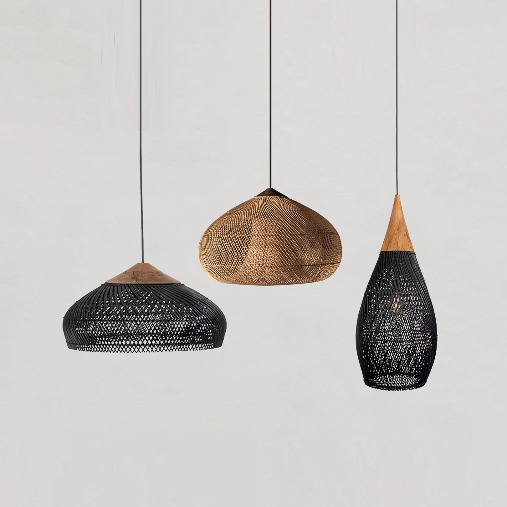 Evelyn Braided Rattan Livingroom Pendant Lamp - Lamp Copper
