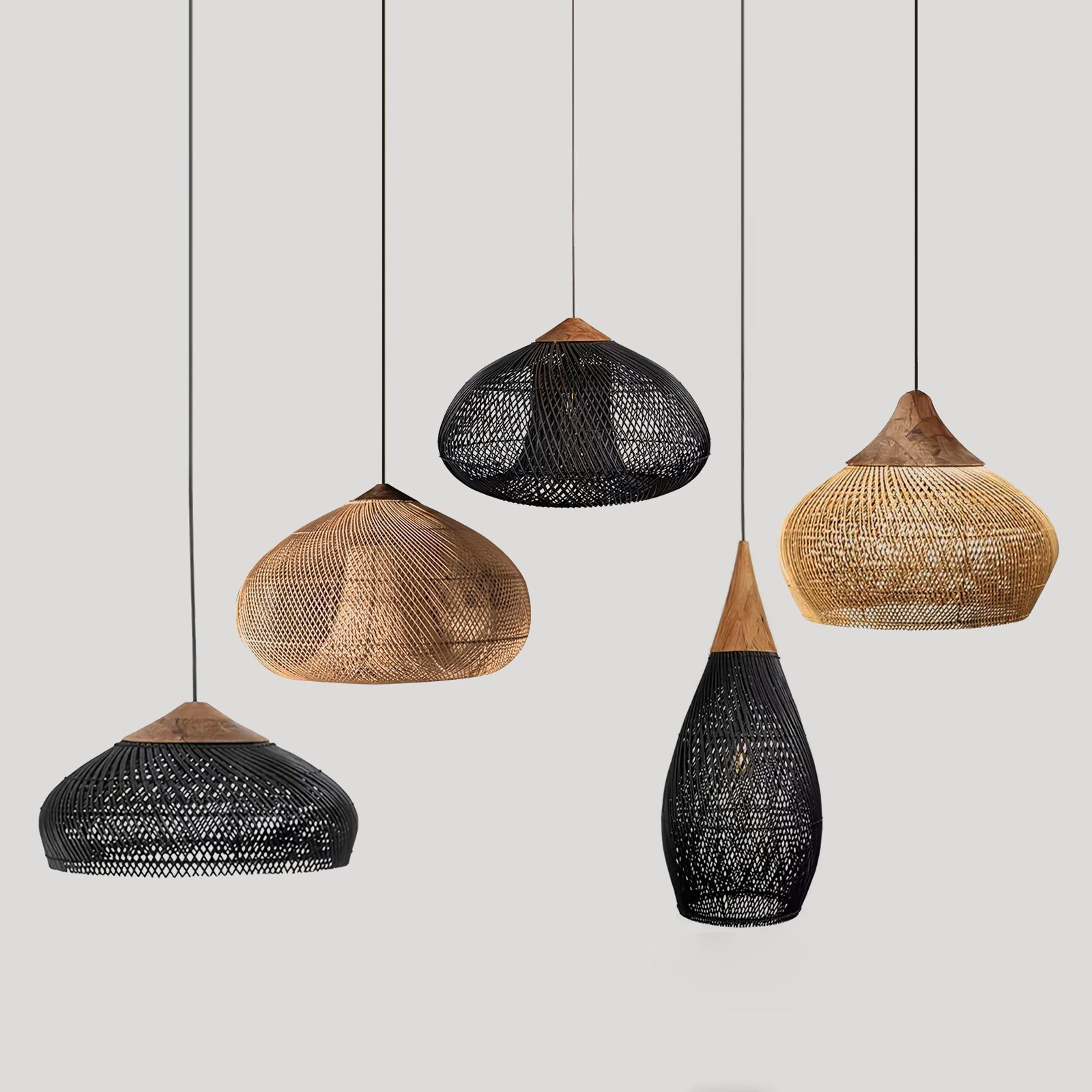 Evelyn Braided Rattan Livingroom Pendant Lamp - Lamp Copper
